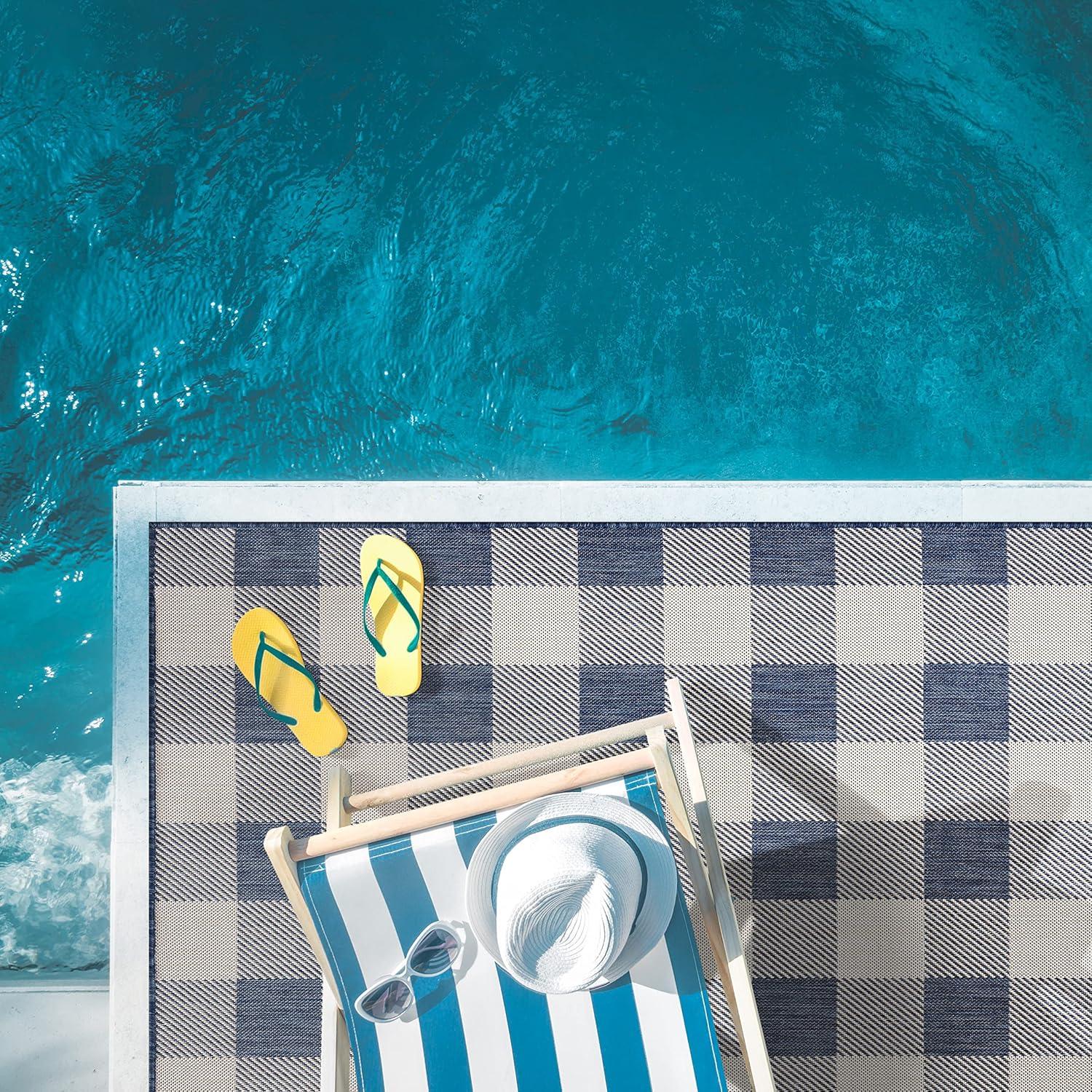 image:imageBuffalo Plaid Outdoor Rug Check Area Rugs for Indoor and Outdoor Patios Checkered Pattern Mats for Front Door Porch Kitchen and Hallway Washable Outside Carpet 2x3 BlueWhite