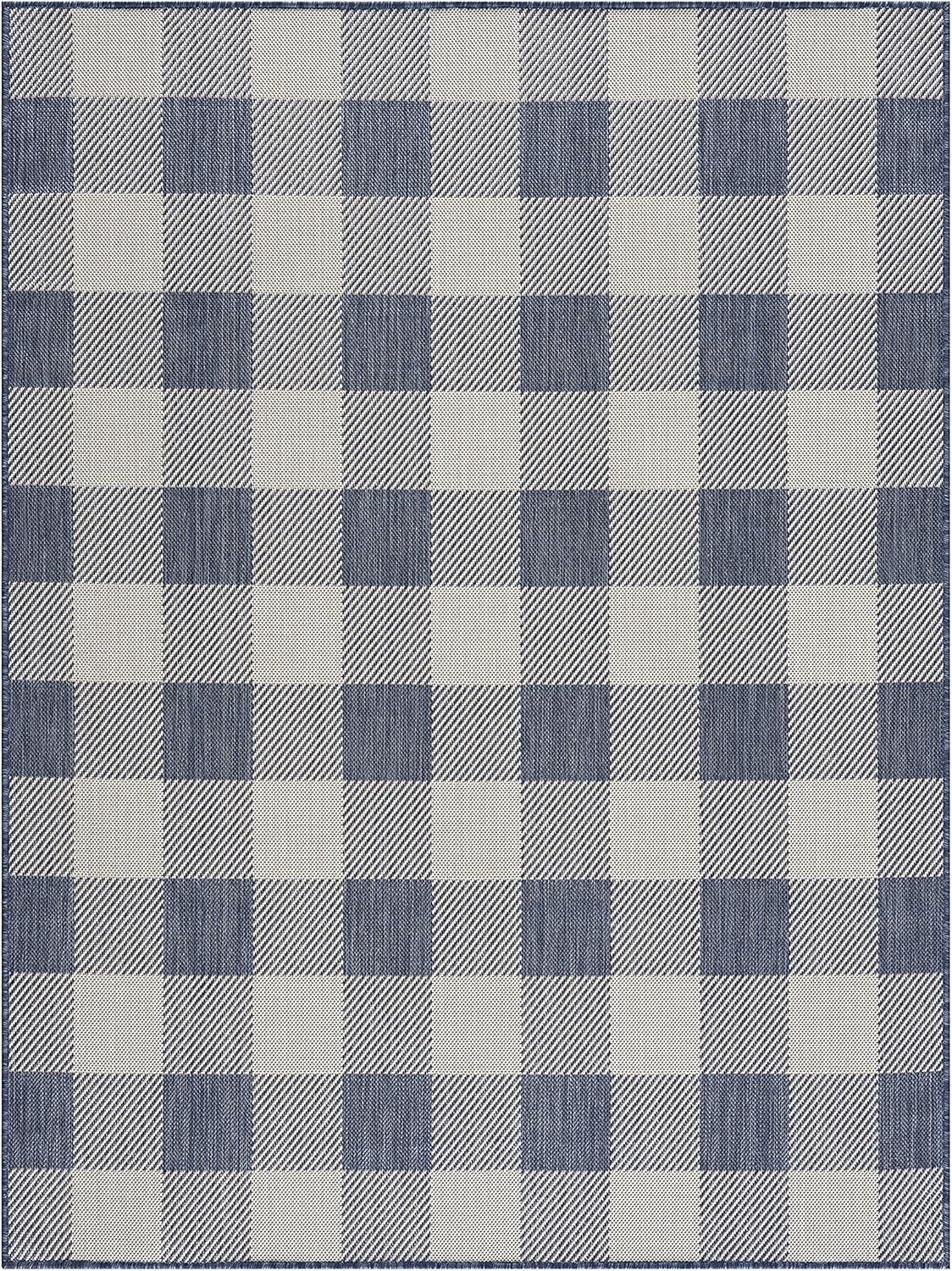 image:imageBuffalo Plaid Outdoor Rug Check Area Rugs for Indoor and Outdoor Patios Checkered Pattern Mats for Front Door Porch Kitchen and Hallway Washable Outside Carpet 2x3 BlueWhite