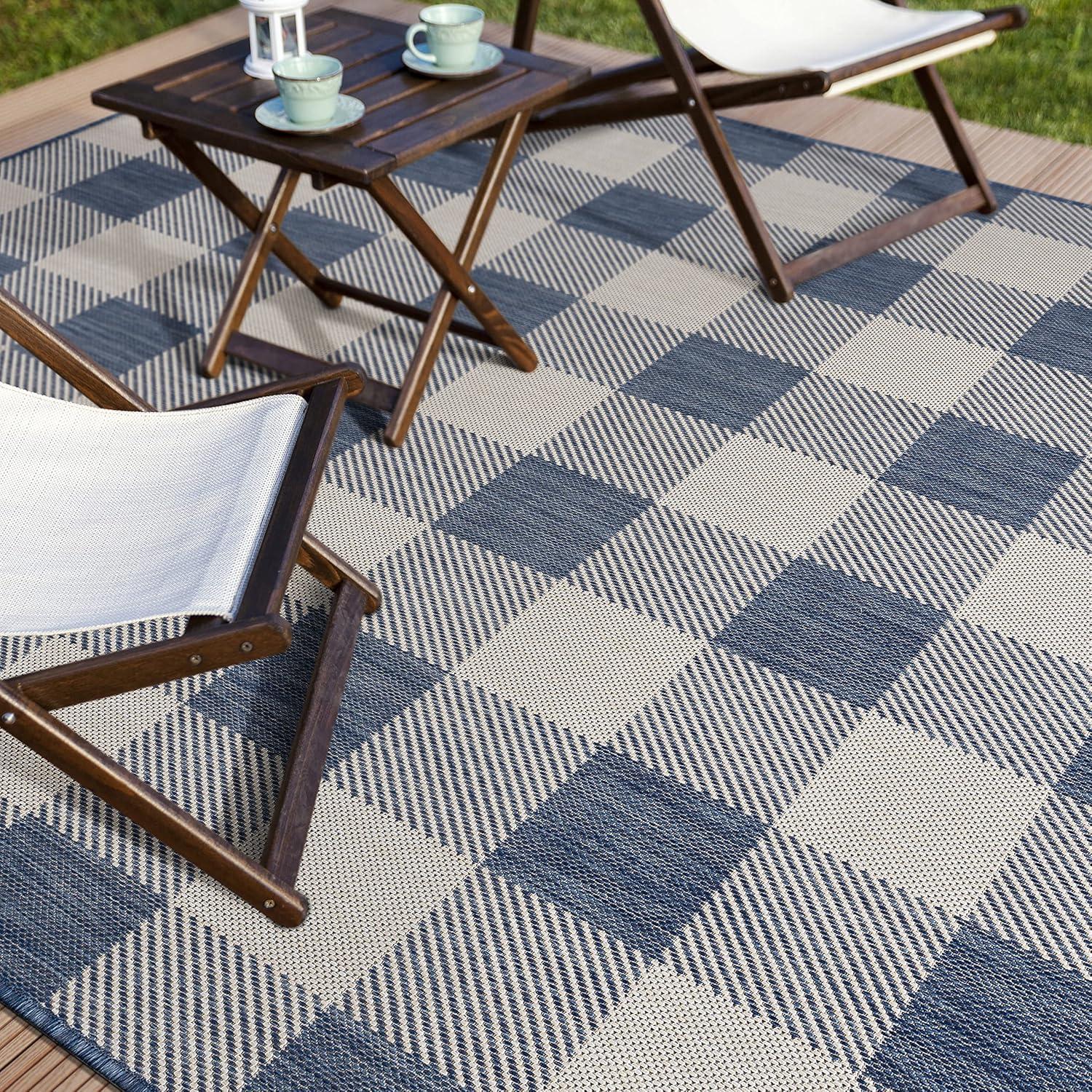 image:imageBuffalo Plaid Outdoor Rug Check Area Rugs for Indoor and Outdoor Patios Checkered Pattern Mats for Front Door Porch Kitchen and Hallway Washable Outside Carpet 2x3 BlueWhite