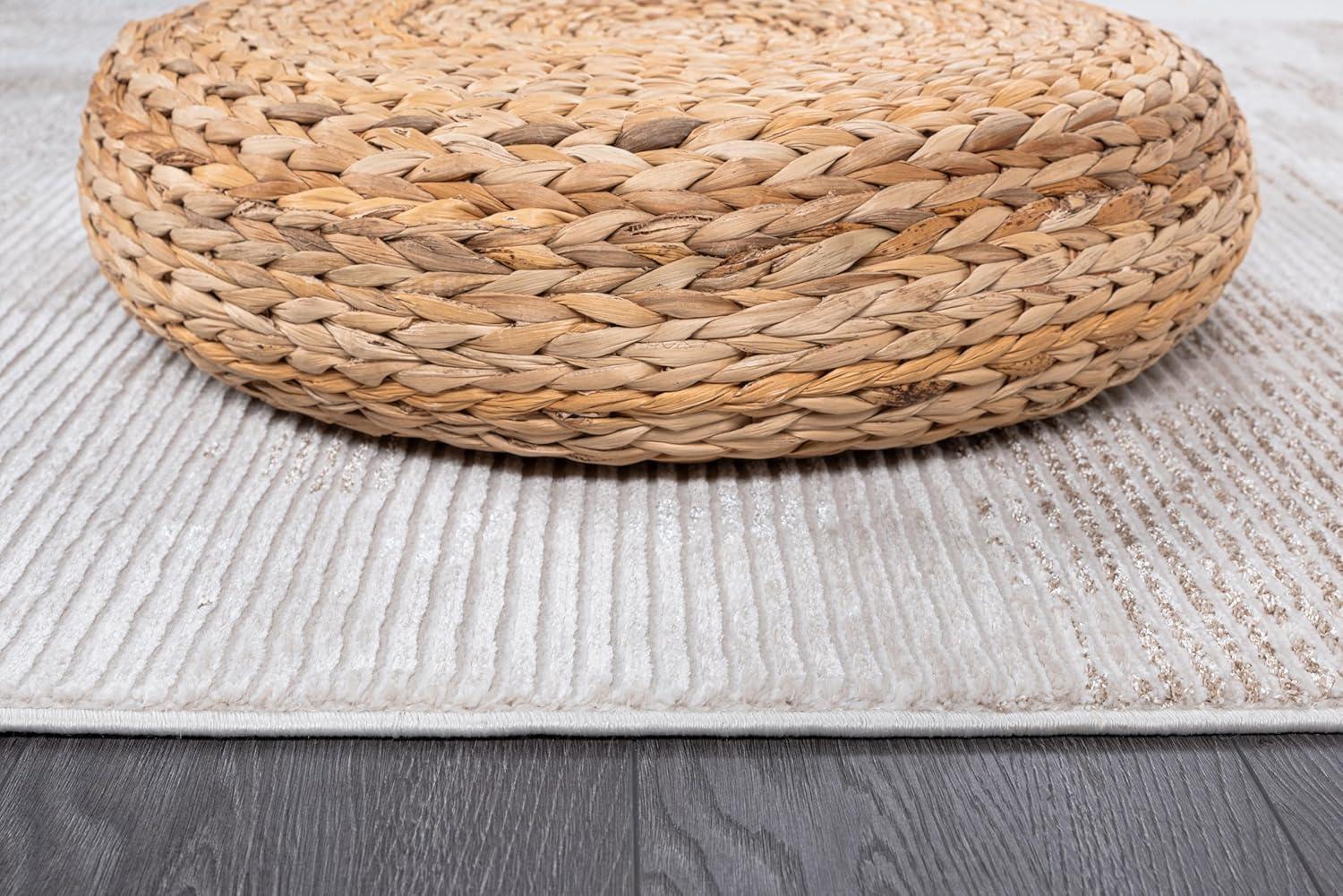 image:imageCAMILSON Baby Shag Rug 8x10 Modern Luxury Striped Boho Area Easy Shaggy Rugs Soft Medium Pile Stain Resistant EasyCleaning NonShedding for Living Room Office Indoor Carpet 8 x 10 Beige GrayPas4 Beige White