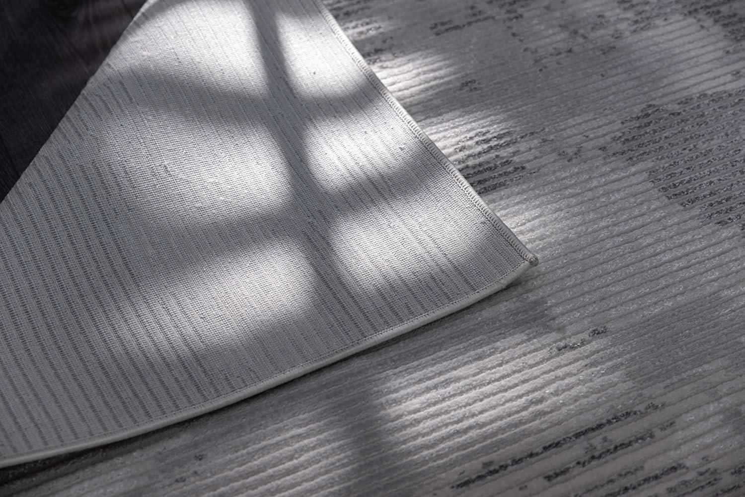 image:imageCAMILSON Baby Shag Rug 8x10 Modern Luxury Striped Boho Area Easy Shaggy Rugs Soft Medium Pile Stain Resistant EasyCleaning NonShedding for Living Room Office Indoor Carpet 8 x 10 Beige GrayPas3 Gray White