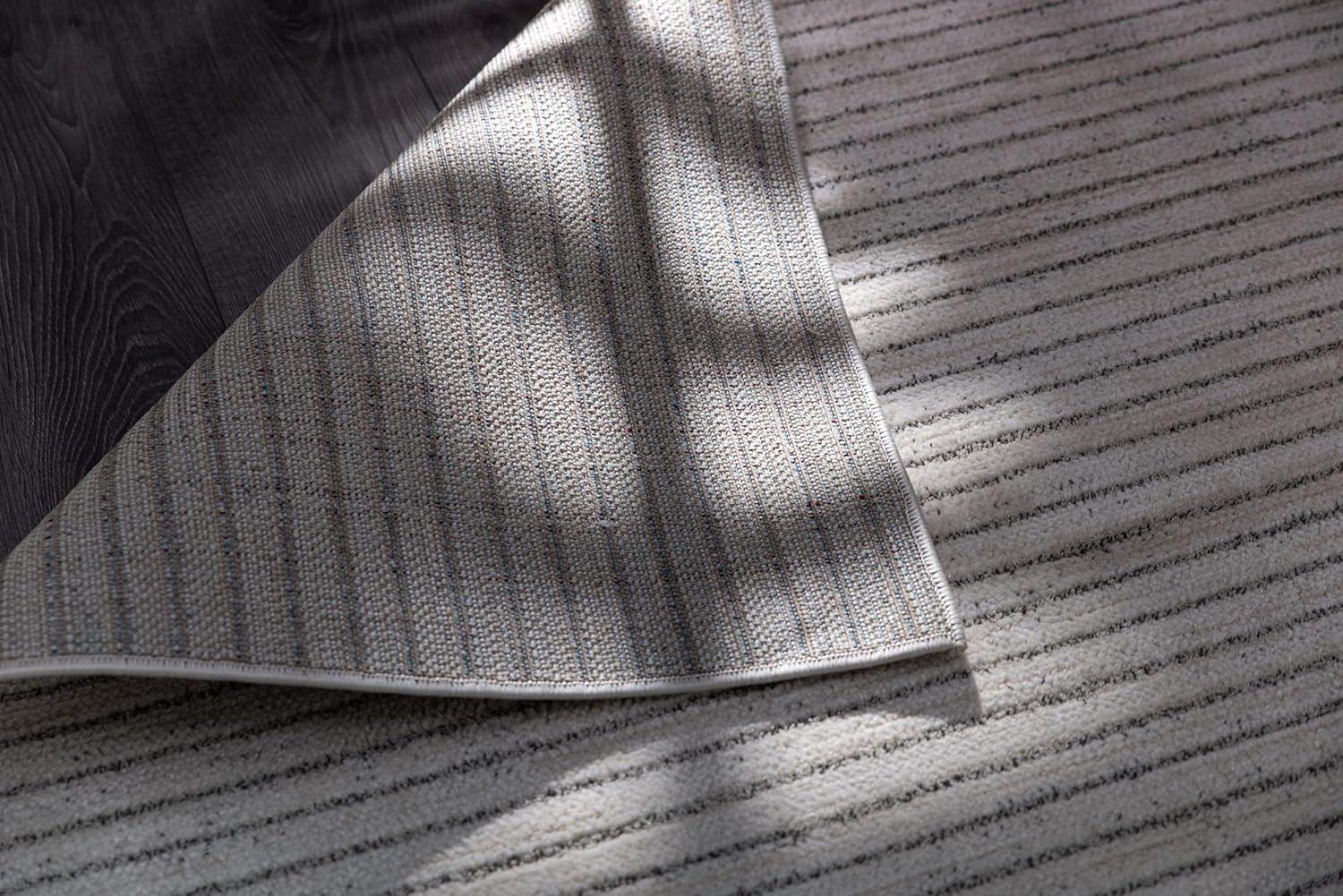 image:imageCAMILSON Baby Shag Rug 8x10 Modern Luxury Striped Boho Area Easy Shaggy Rugs Soft Medium Pile Stain Resistant EasyCleaning NonShedding for Living Room Office Indoor Carpet 8 x 10 Beige GrayMat1 Beige Gray