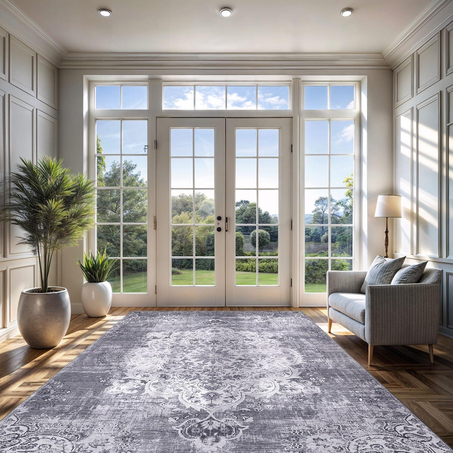 image:imageCAMILSON Baby Shag Rug 8x10 Modern Luxury Striped Boho Area Easy Shaggy Rugs Soft Medium Pile Stain Resistant EasyCleaning NonShedding for Living Room Office Indoor Carpet 8 x 10 Beige Gray2001 Gray
