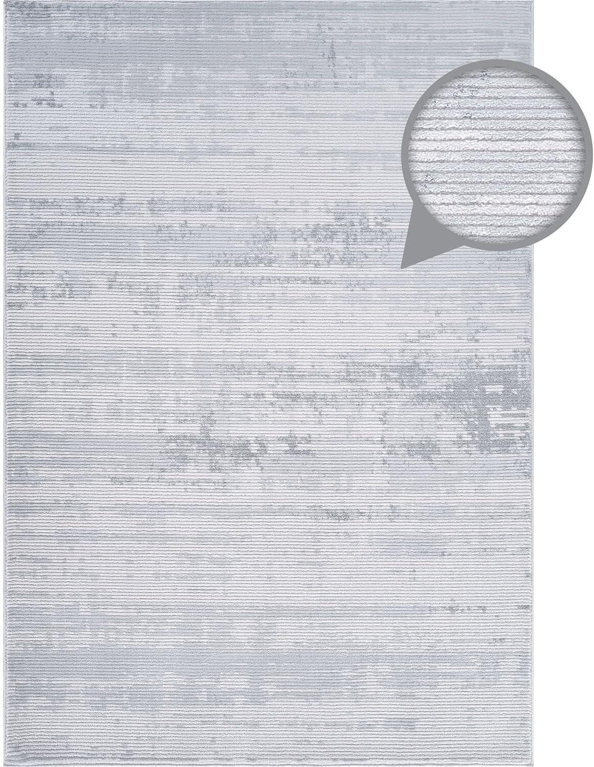 image:imageCAMILSON Baby Shag Rug 8x10 Modern Luxury Striped Boho Area Easy Shaggy Rugs Soft Medium Pile Stain Resistant EasyCleaning NonShedding for Living Room Office Indoor Carpet 8 x 10 Beige GrayPas11 White Gray