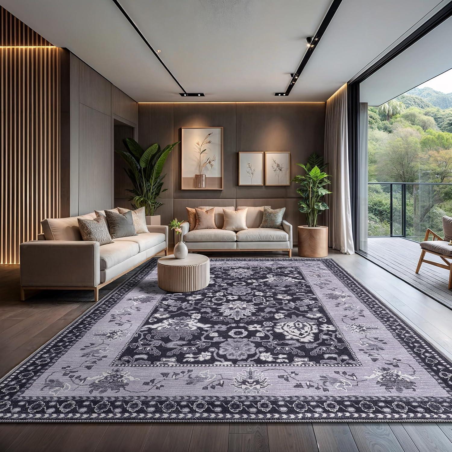 image:imageCAMILSON Baby Shag Rug 8x10 Modern Luxury Striped Boho Area Easy Shaggy Rugs Soft Medium Pile Stain Resistant EasyCleaning NonShedding for Living Room Office Indoor Carpet 8 x 10 Beige GrayStf Black