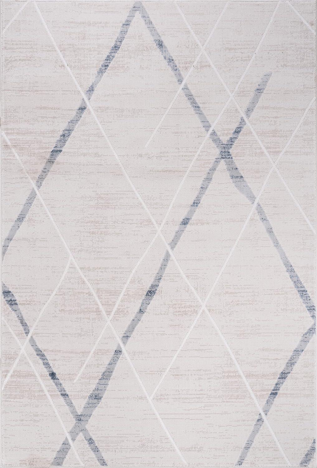 image:imageCAMILSON Baby Shag Rug 8x10 Modern Luxury Striped Boho Area Easy Shaggy Rugs Soft Medium Pile Stain Resistant EasyCleaning NonShedding for Living Room Office Indoor Carpet 8 x 10 Beige GrayPas7 Blue Beige