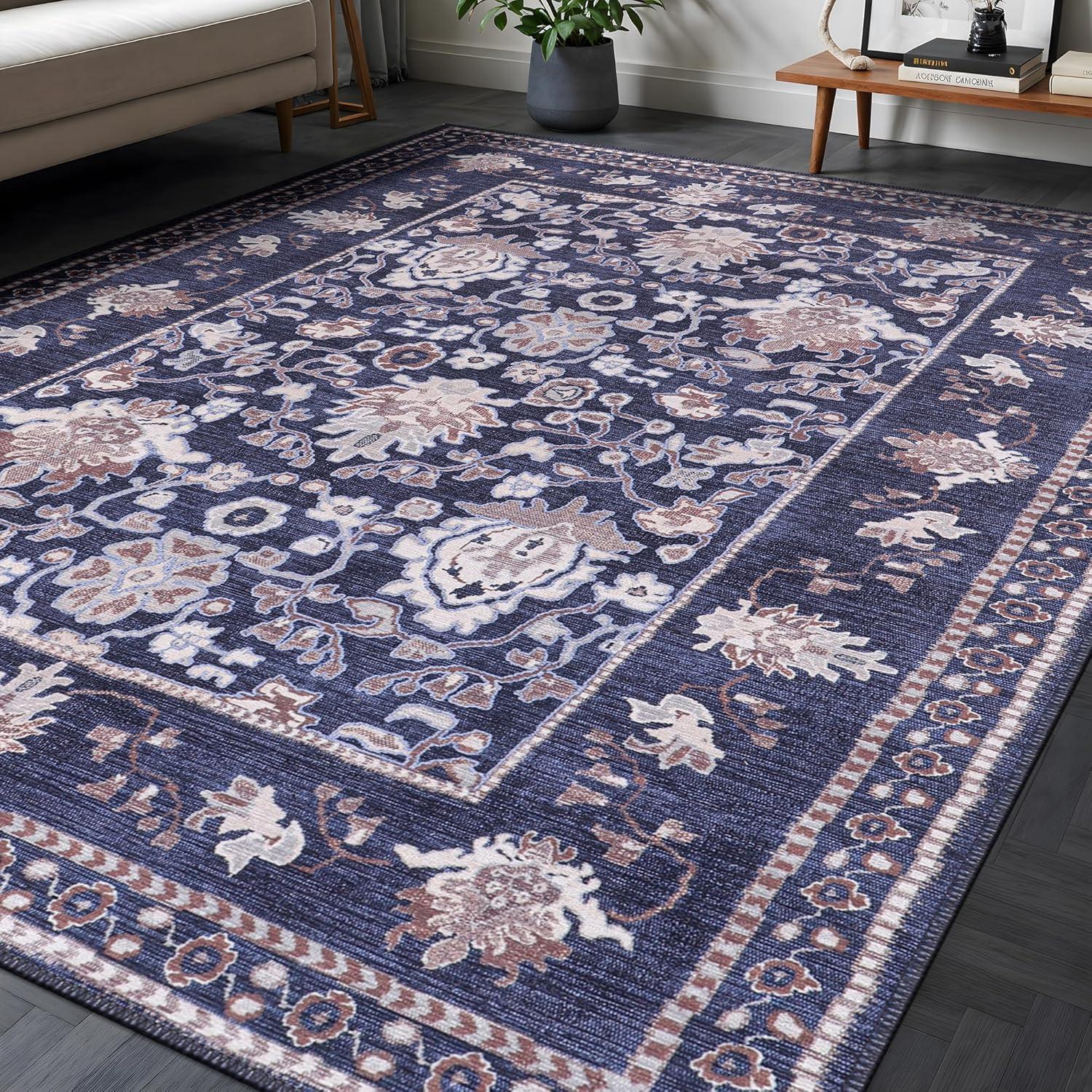 image:imageCAMILSON Baby Shag Rug 8x10 Modern Luxury Striped Boho Area Easy Shaggy Rugs Soft Medium Pile Stain Resistant EasyCleaning NonShedding for Living Room Office Indoor Carpet 8 x 10 Beige GrayStf Navy