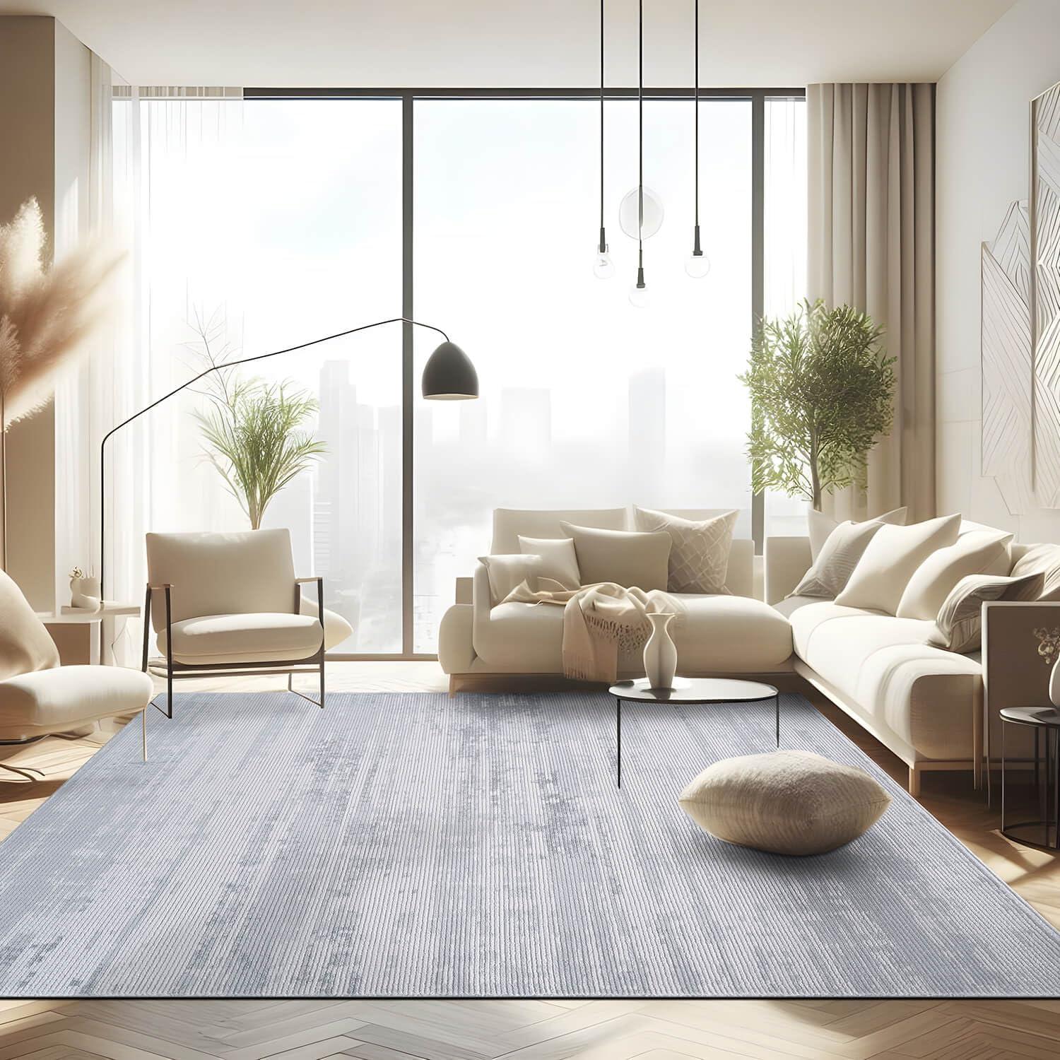image:imageCAMILSON Baby Shag Rug 8x10 Modern Luxury Striped Boho Area Easy Shaggy Rugs Soft Medium Pile Stain Resistant EasyCleaning NonShedding for Living Room Office Indoor Carpet 8 x 10 Beige GrayPas11 White Gray