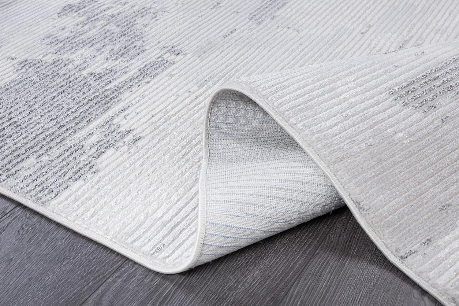 image:imageCAMILSON Baby Shag Rug 8x10 Modern Luxury Striped Boho Area Easy Shaggy Rugs Soft Medium Pile Stain Resistant EasyCleaning NonShedding for Living Room Office Indoor Carpet 8 x 10 Beige GrayPas3 Gray White