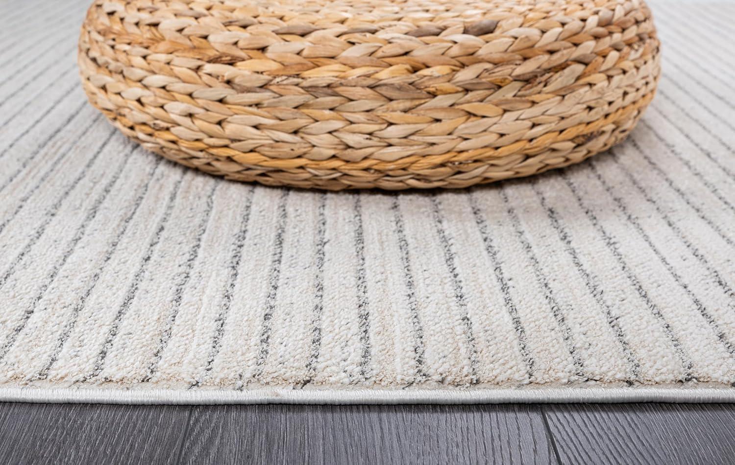 image:imageCAMILSON Baby Shag Rug 8x10 Modern Luxury Striped Boho Area Easy Shaggy Rugs Soft Medium Pile Stain Resistant EasyCleaning NonShedding for Living Room Office Indoor Carpet 8 x 10 Beige GrayMat1 Beige Gray