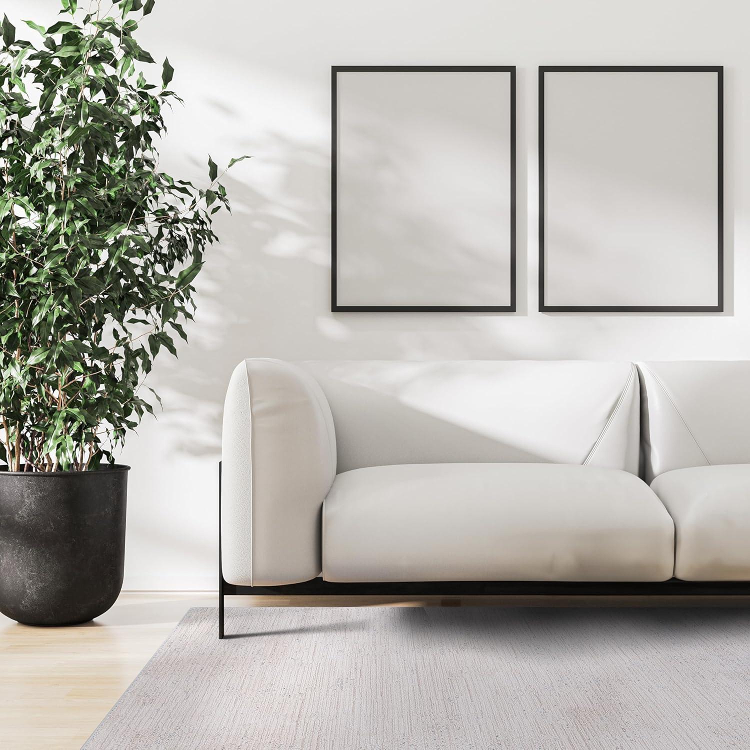 image:imageCAMILSON Baby Shag Rug 8x10 Modern Luxury Striped Boho Area Easy Shaggy Rugs Soft Medium Pile Stain Resistant EasyCleaning NonShedding for Living Room Office Indoor Carpet 8 x 10 Beige GrayMat5 Beige Gray