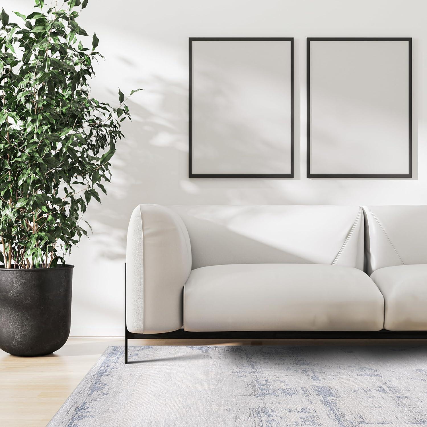 image:imageCAMILSON Baby Shag Rug 8x10 Modern Luxury Striped Boho Area Easy Shaggy Rugs Soft Medium Pile Stain Resistant EasyCleaning NonShedding for Living Room Office Indoor Carpet 8 x 10 Beige GrayPas5 Blue Gray