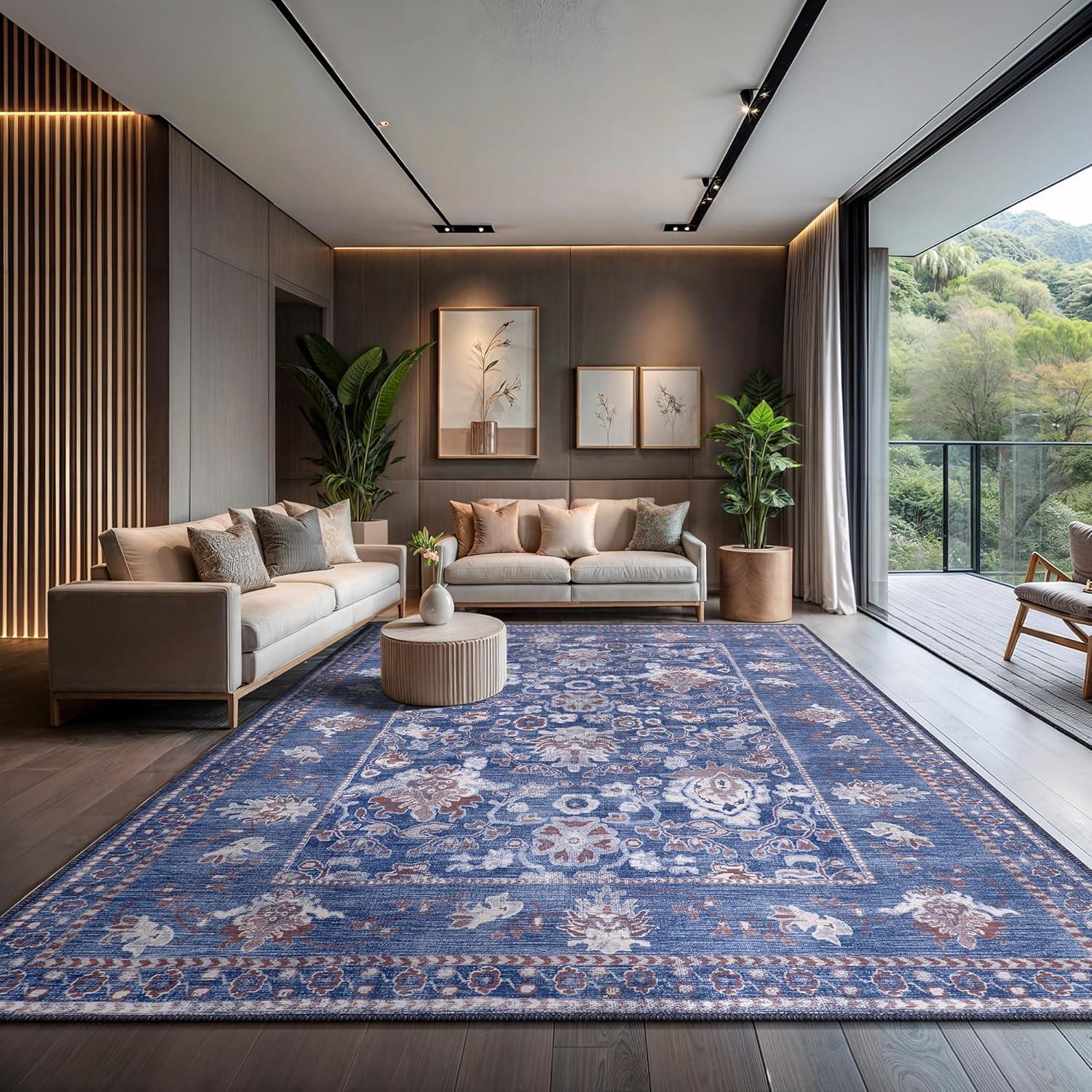 image:imageCAMILSON Baby Shag Rug 8x10 Modern Luxury Striped Boho Area Easy Shaggy Rugs Soft Medium Pile Stain Resistant EasyCleaning NonShedding for Living Room Office Indoor Carpet 8 x 10 Beige GrayStf Blue