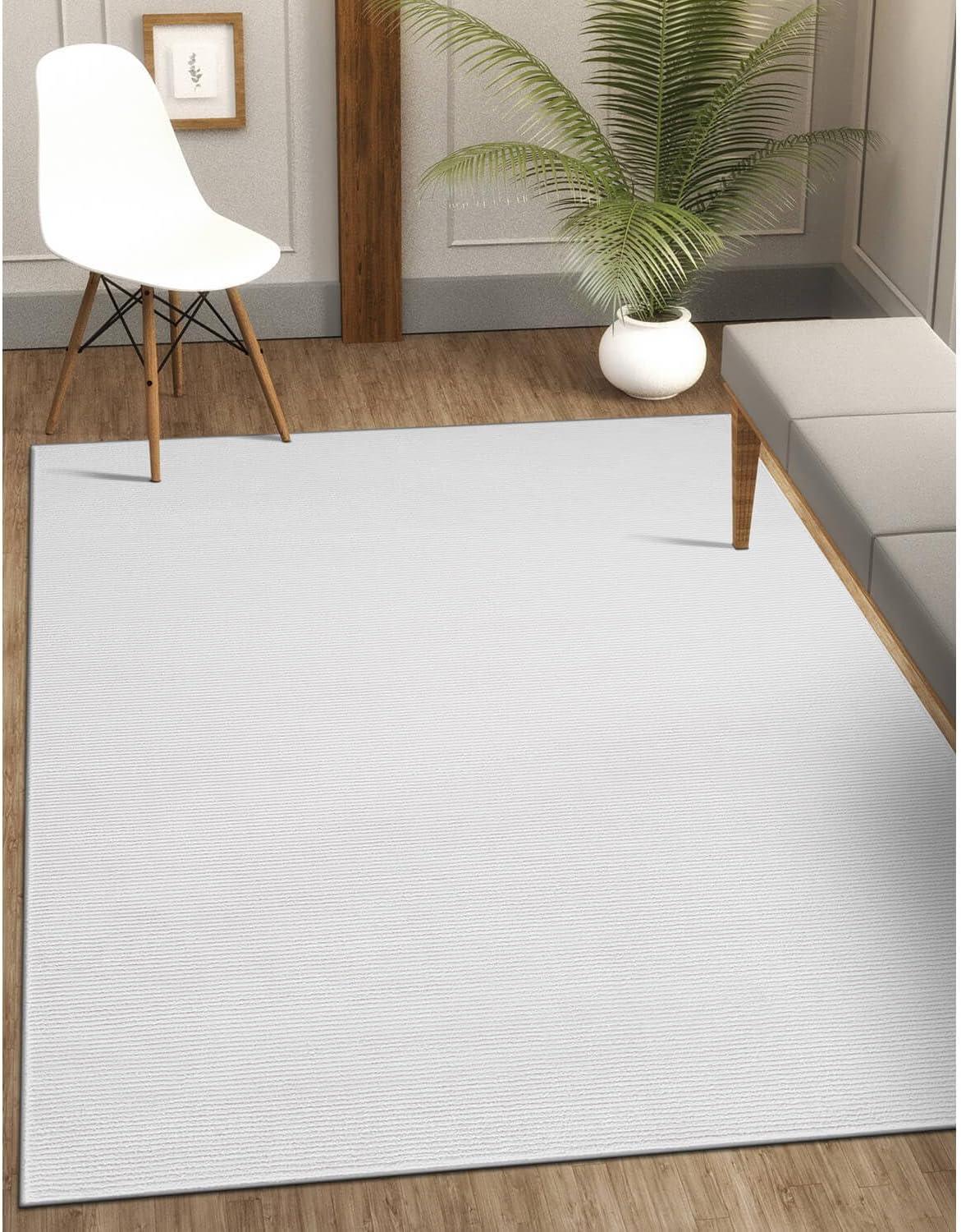 image:imageCAMILSON Baby Shag Rug 8x10 Modern Luxury Striped Boho Area Easy Shaggy Rugs Soft Medium Pile Stain Resistant EasyCleaning NonShedding for Living Room Office Indoor Carpet 8 x 10 Beige GrayPas12 White White