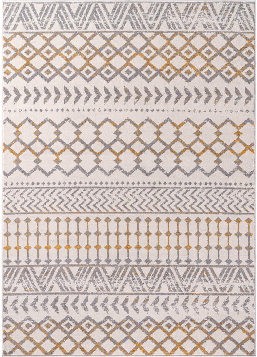 image:imageCAMILSON Baby Shag Rug 8x10 Modern Luxury Striped Boho Area Easy Shaggy Rugs Soft Medium Pile Stain Resistant EasyCleaning NonShedding for Living Room Office Indoor Carpet 8 x 10 Beige GrayBoho Yellow