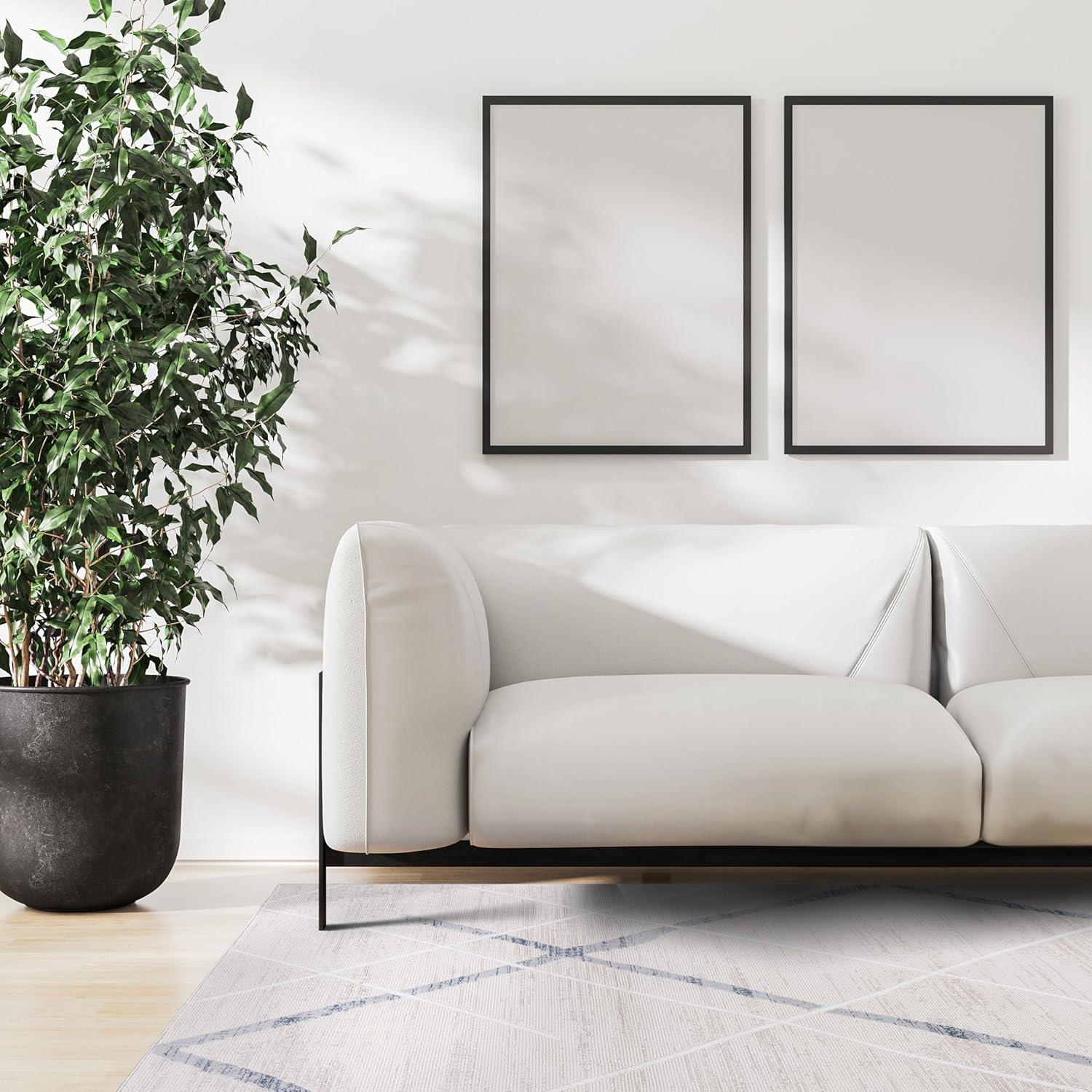 image:imageCAMILSON Baby Shag Rug 8x10 Modern Luxury Striped Boho Area Easy Shaggy Rugs Soft Medium Pile Stain Resistant EasyCleaning NonShedding for Living Room Office Indoor Carpet 8 x 10 Beige GrayPas7 Blue Beige