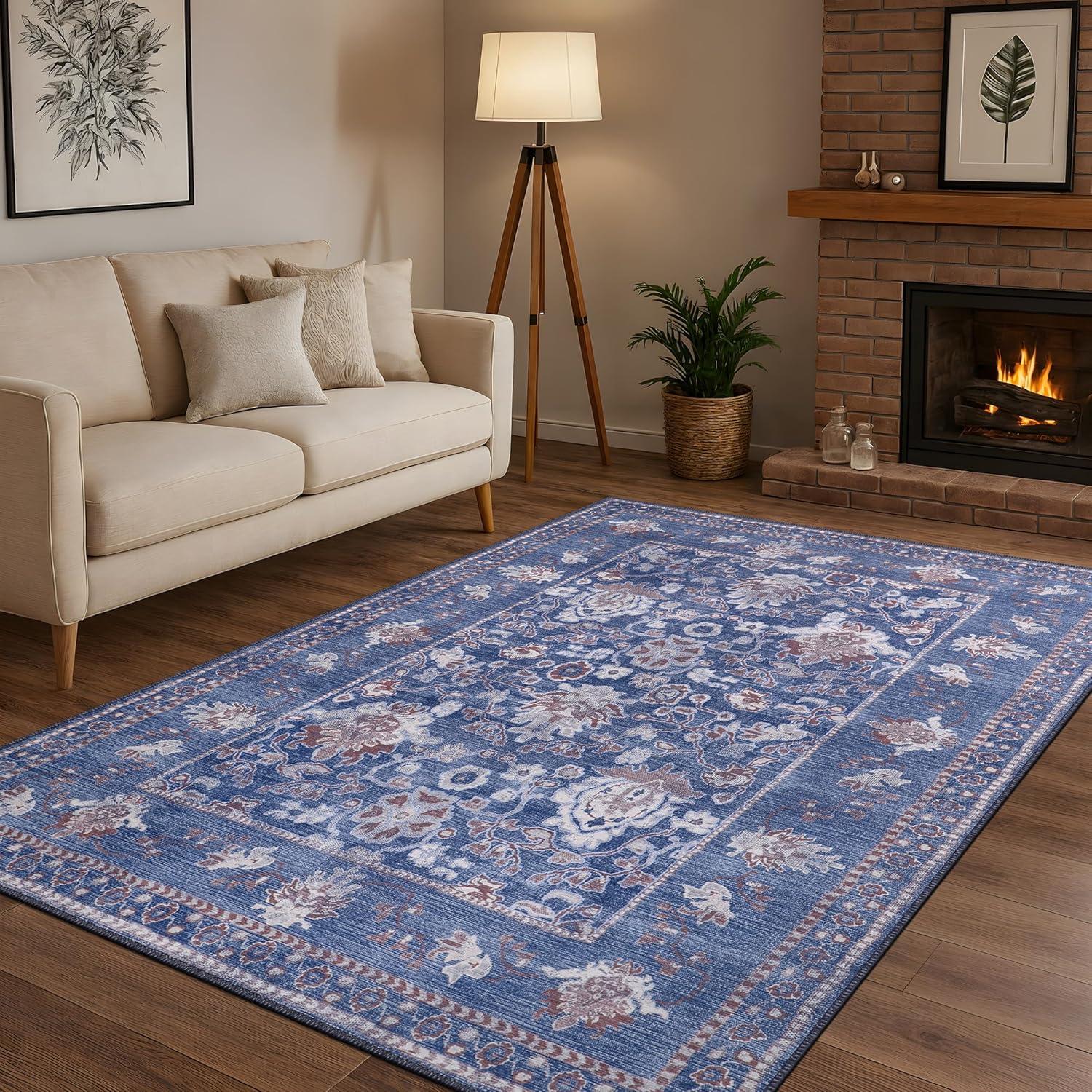 image:imageCAMILSON Baby Shag Rug 8x10 Modern Luxury Striped Boho Area Easy Shaggy Rugs Soft Medium Pile Stain Resistant EasyCleaning NonShedding for Living Room Office Indoor Carpet 8 x 10 Beige GrayStf Blue