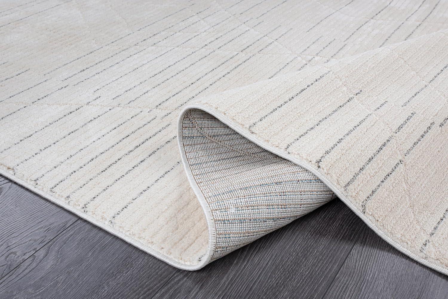 image:imageCAMILSON Baby Shag Rug 8x10 Modern Luxury Striped Boho Area Easy Shaggy Rugs Soft Medium Pile Stain Resistant EasyCleaning NonShedding for Living Room Office Indoor Carpet 8 x 10 Beige GrayMat4 Beige Gray