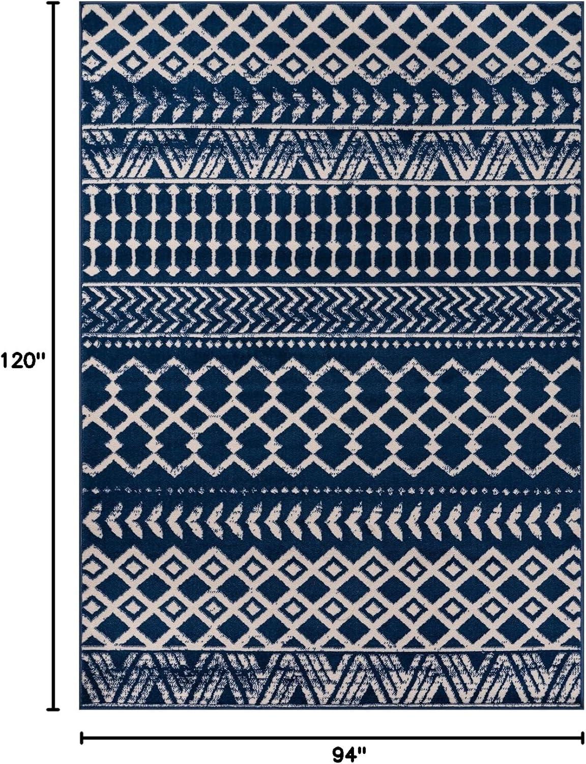 image:imageCAMILSON Baby Shag Rug 8x10 Modern Luxury Striped Boho Area Easy Shaggy Rugs Soft Medium Pile Stain Resistant EasyCleaning NonShedding for Living Room Office Indoor Carpet 8 x 10 Beige GrayBoho Navy Blue