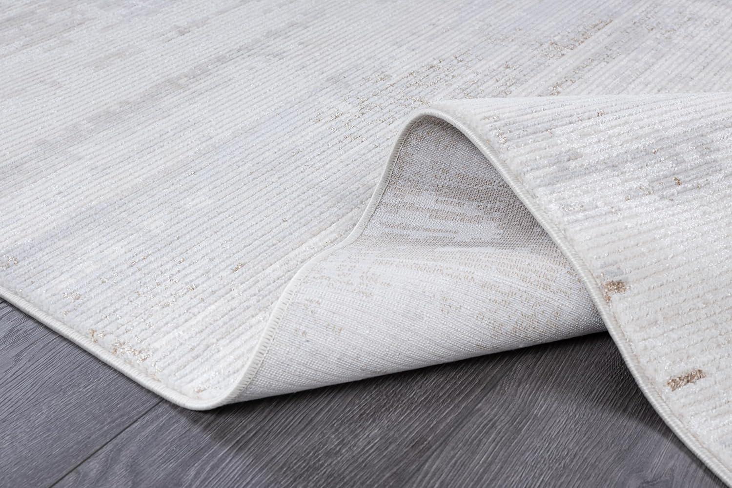 image:imageCAMILSON Baby Shag Rug 8x10 Modern Luxury Striped Boho Area Easy Shaggy Rugs Soft Medium Pile Stain Resistant EasyCleaning NonShedding for Living Room Office Indoor Carpet 8 x 10 Beige GrayPas11 White Gray
