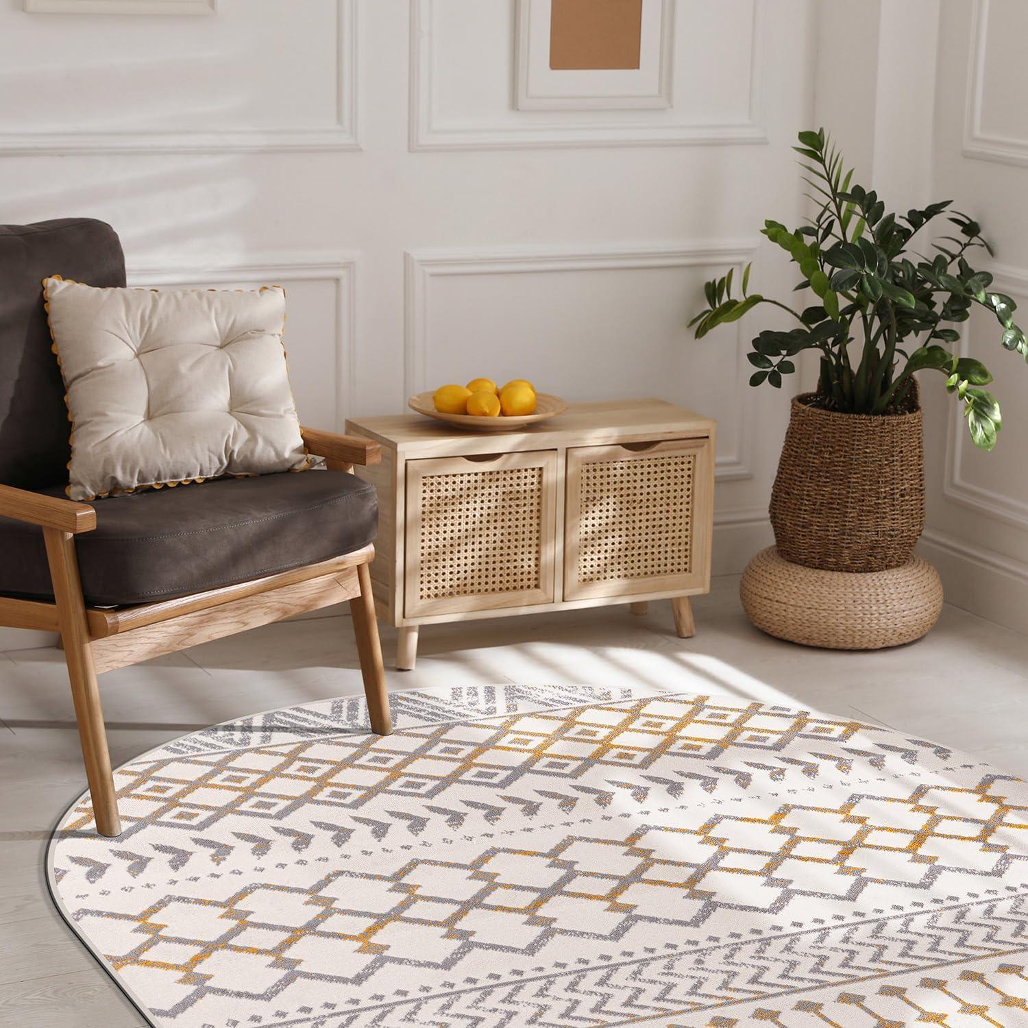 image:imageCAMILSON Baby Shag Rug 8x10 Modern Luxury Striped Boho Area Easy Shaggy Rugs Soft Medium Pile Stain Resistant EasyCleaning NonShedding for Living Room Office Indoor Carpet 8 x 10 Beige GrayBoho Yellow