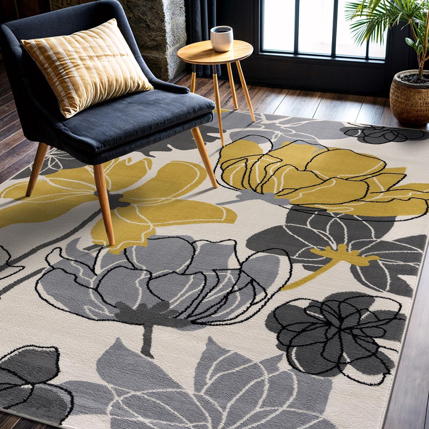 image:imageCAMILSON Baby Shag Rug 8x10 Modern Luxury Striped Boho Area Easy Shaggy Rugs Soft Medium Pile Stain Resistant EasyCleaning NonShedding for Living Room Office Indoor Carpet 8 x 10 Beige GrayYellow