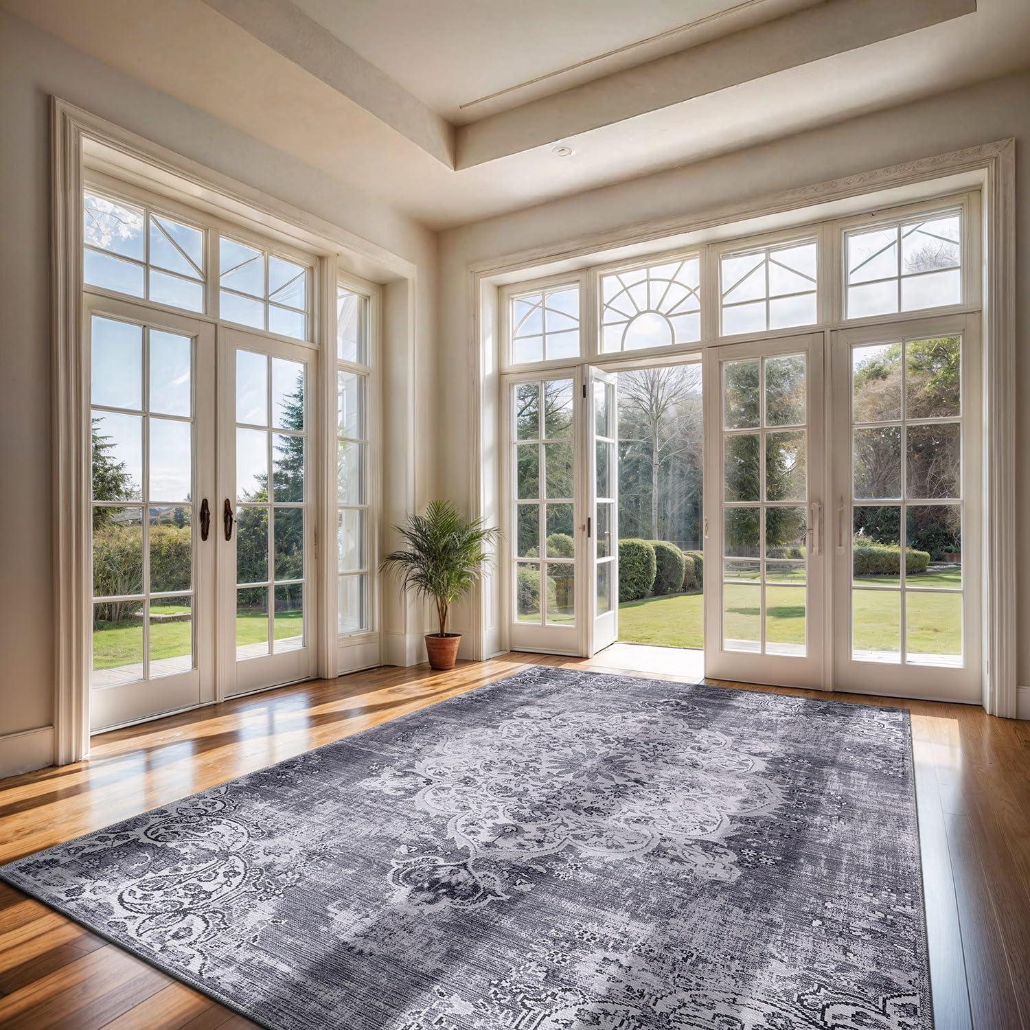 image:imageCAMILSON Baby Shag Rug 8x10 Modern Luxury Striped Boho Area Easy Shaggy Rugs Soft Medium Pile Stain Resistant EasyCleaning NonShedding for Living Room Office Indoor Carpet 8 x 10 Beige Gray2001 Gray