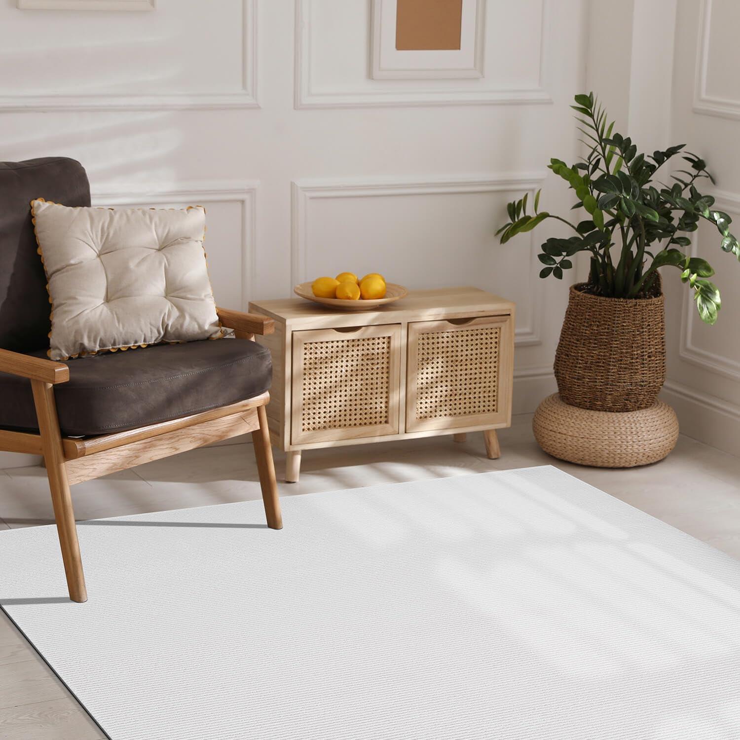 image:imageCAMILSON Baby Shag Rug 8x10 Modern Luxury Striped Boho Area Easy Shaggy Rugs Soft Medium Pile Stain Resistant EasyCleaning NonShedding for Living Room Office Indoor Carpet 8 x 10 Beige GrayPas12 White White