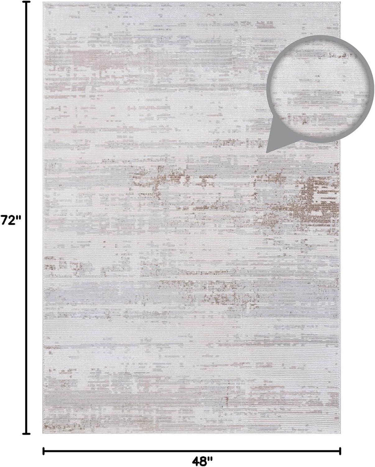 image:imageCAMILSON Baby Shag Rug 8x10 Modern Luxury Striped Boho Area Easy Shaggy Rugs Soft Medium Pile Stain Resistant EasyCleaning NonShedding for Living Room Office Indoor Carpet 8 x 10 Beige GrayPas11 White Gray