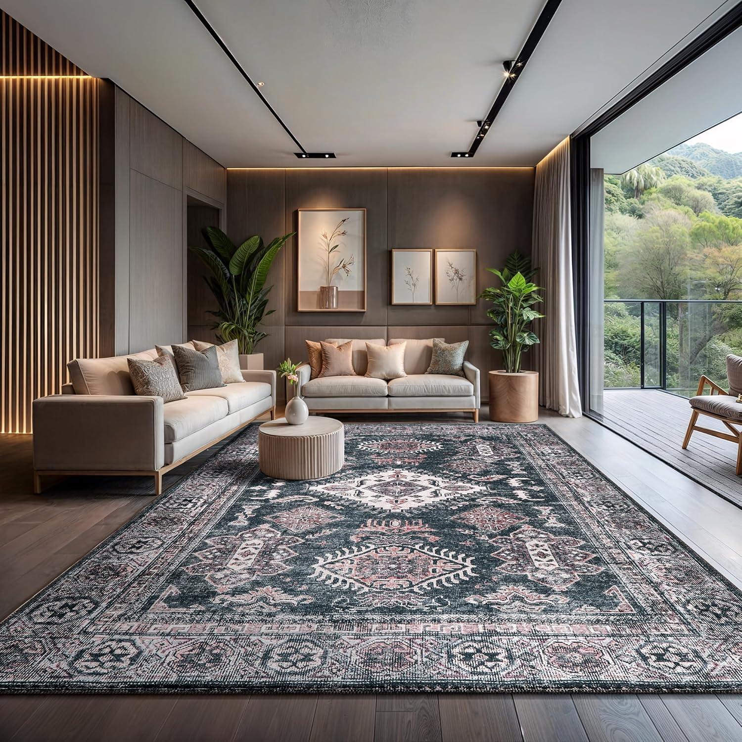 image:imageCAMILSON Baby Shag Rug 8x10 Modern Luxury Striped Boho Area Easy Shaggy Rugs Soft Medium Pile Stain Resistant EasyCleaning NonShedding for Living Room Office Indoor Carpet 8 x 10 Beige GrayVen Black