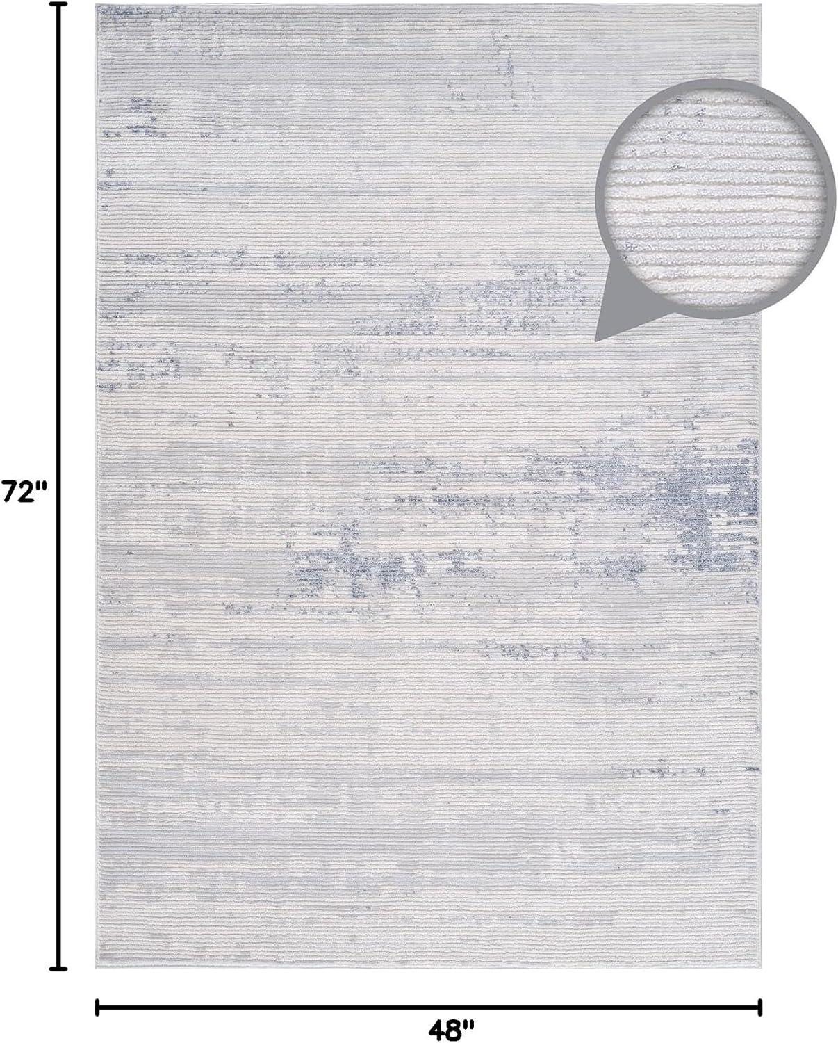image:imageCAMILSON Baby Shag Rug 8x10 Modern Luxury Striped Boho Area Easy Shaggy Rugs Soft Medium Pile Stain Resistant EasyCleaning NonShedding for Living Room Office Indoor Carpet 8 x 10 Beige GrayPas13 White Blue