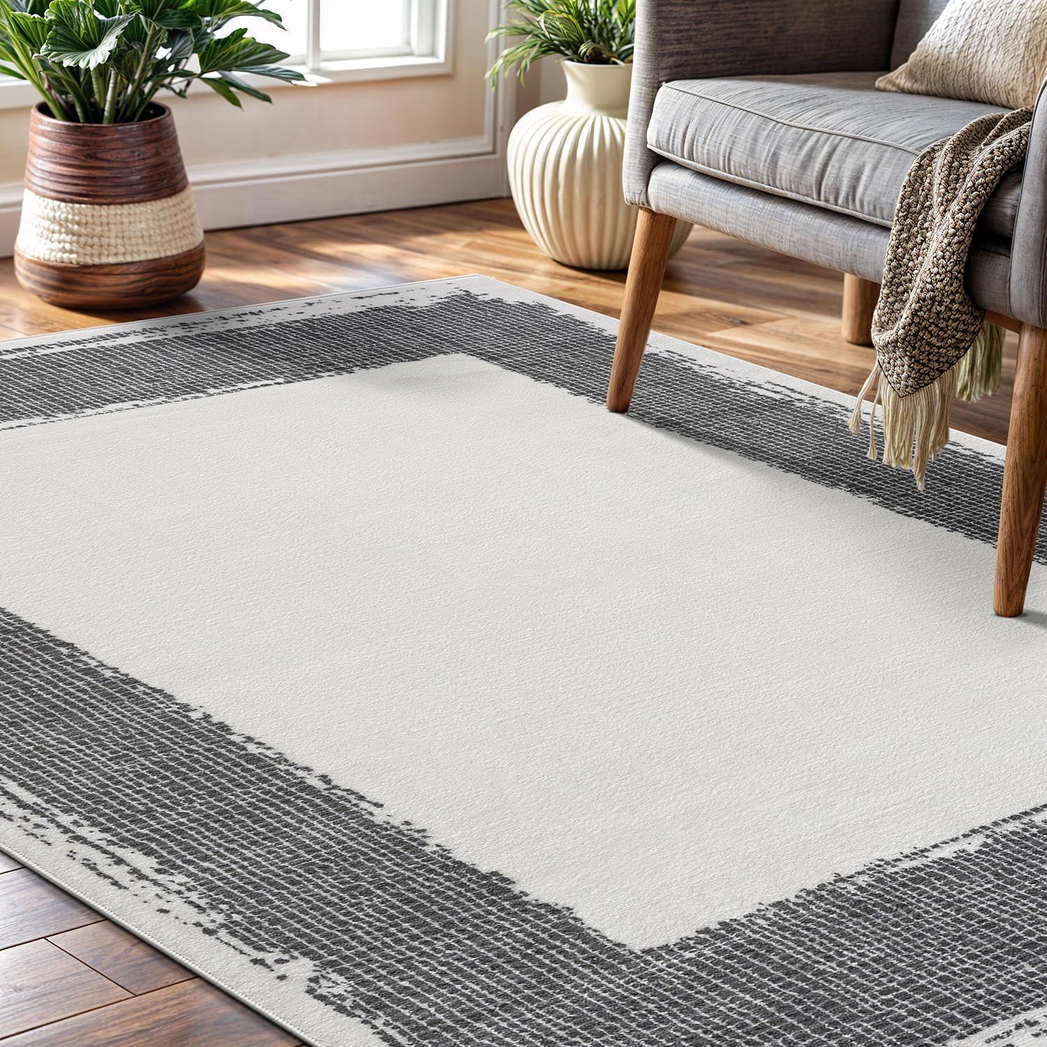 image:imageCAMILSON Baby Shag Rug 8x10 Modern Luxury Striped Boho Area Easy Shaggy Rugs Soft Medium Pile Stain Resistant EasyCleaning NonShedding for Living Room Office Indoor Carpet 8 x 10 Beige GrayCream