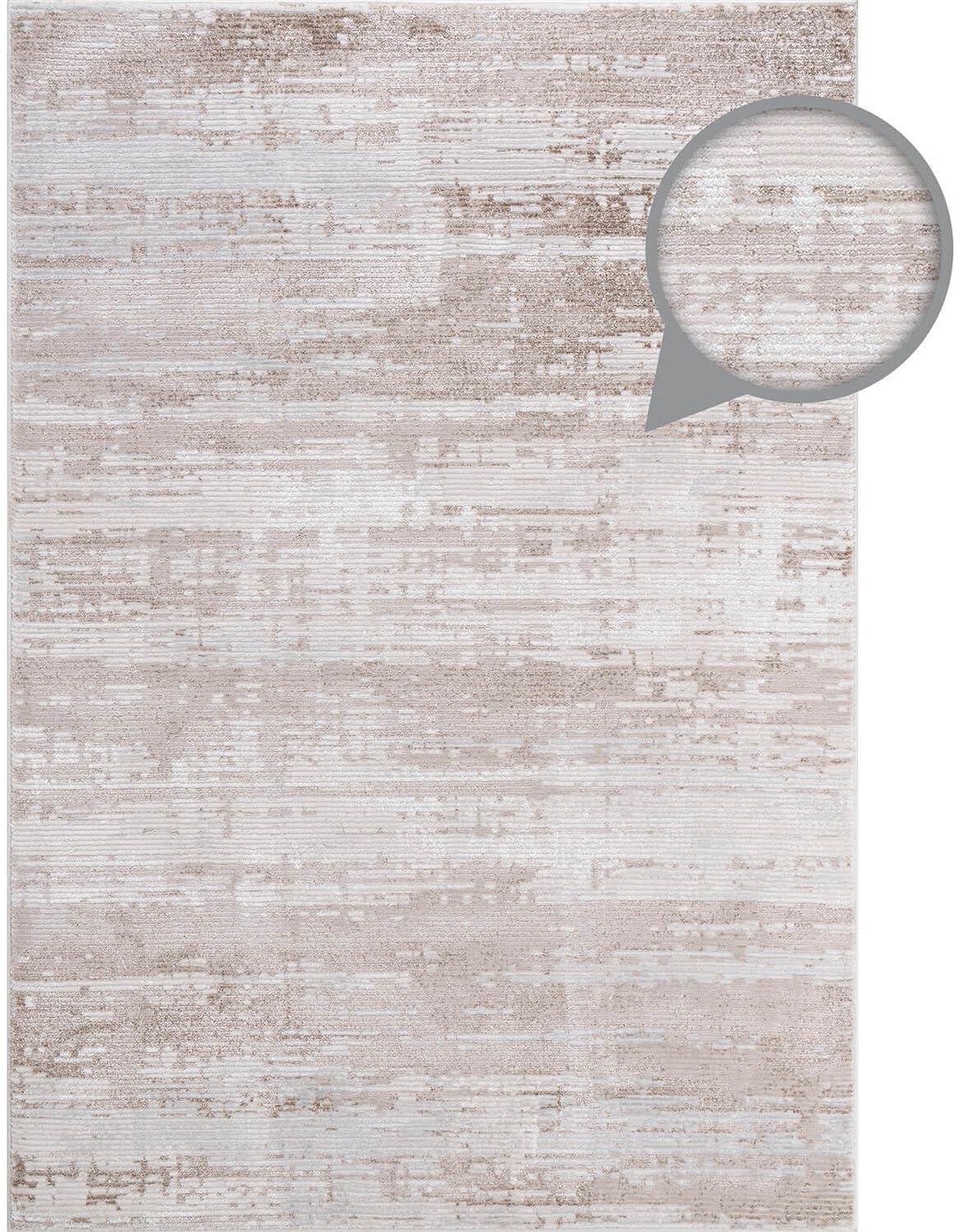 image:imageCAMILSON Baby Shag Rug 8x10 Modern Luxury Striped Boho Area Easy Shaggy Rugs Soft Medium Pile Stain Resistant EasyCleaning NonShedding for Living Room Office Indoor Carpet 8 x 10 Beige GrayPas2 Beige White