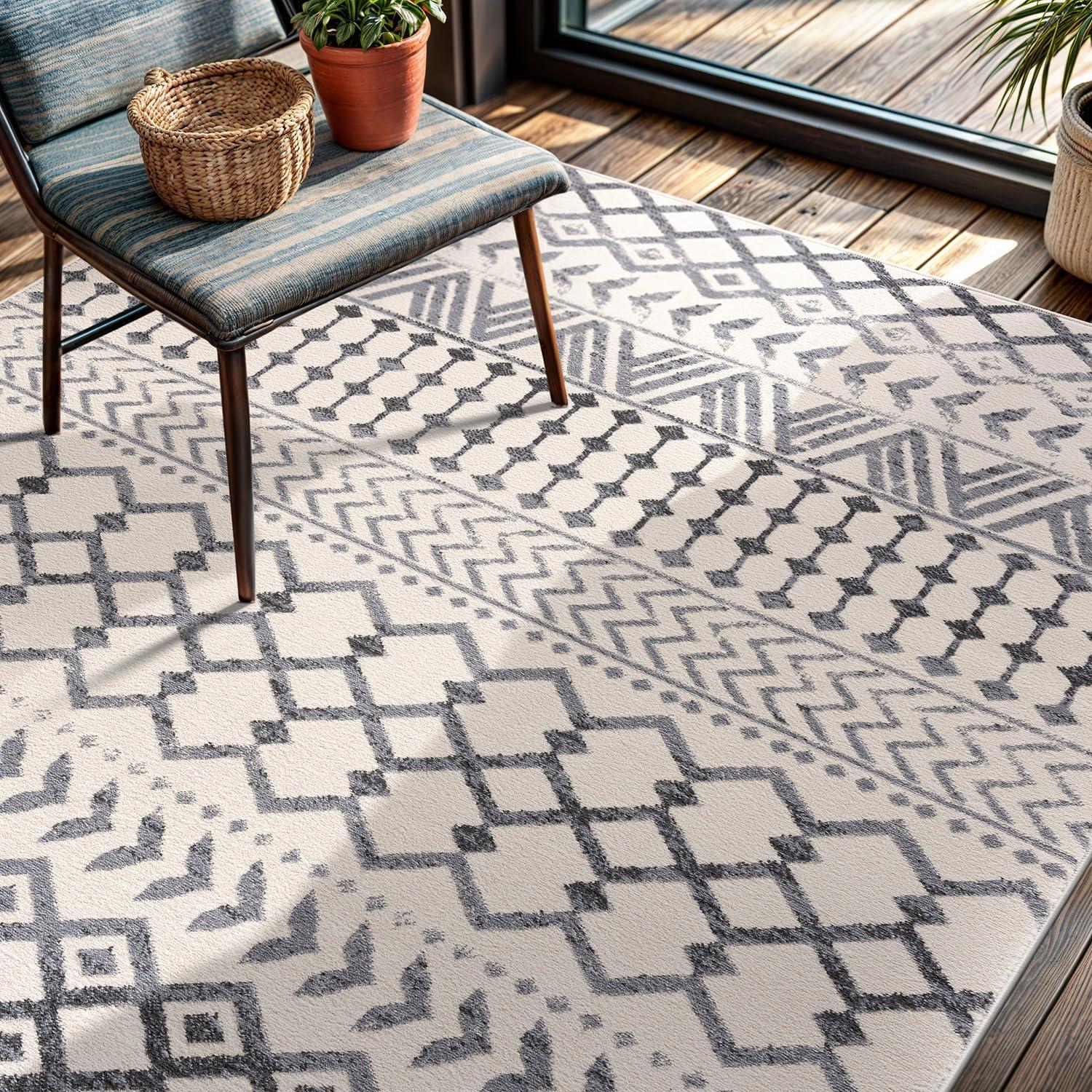 image:imageCAMILSON Baby Shag Rug 8x10 Modern Luxury Striped Boho Area Easy Shaggy Rugs Soft Medium Pile Stain Resistant EasyCleaning NonShedding for Living Room Office Indoor Carpet 8 x 10 Beige GrayBoho Grey