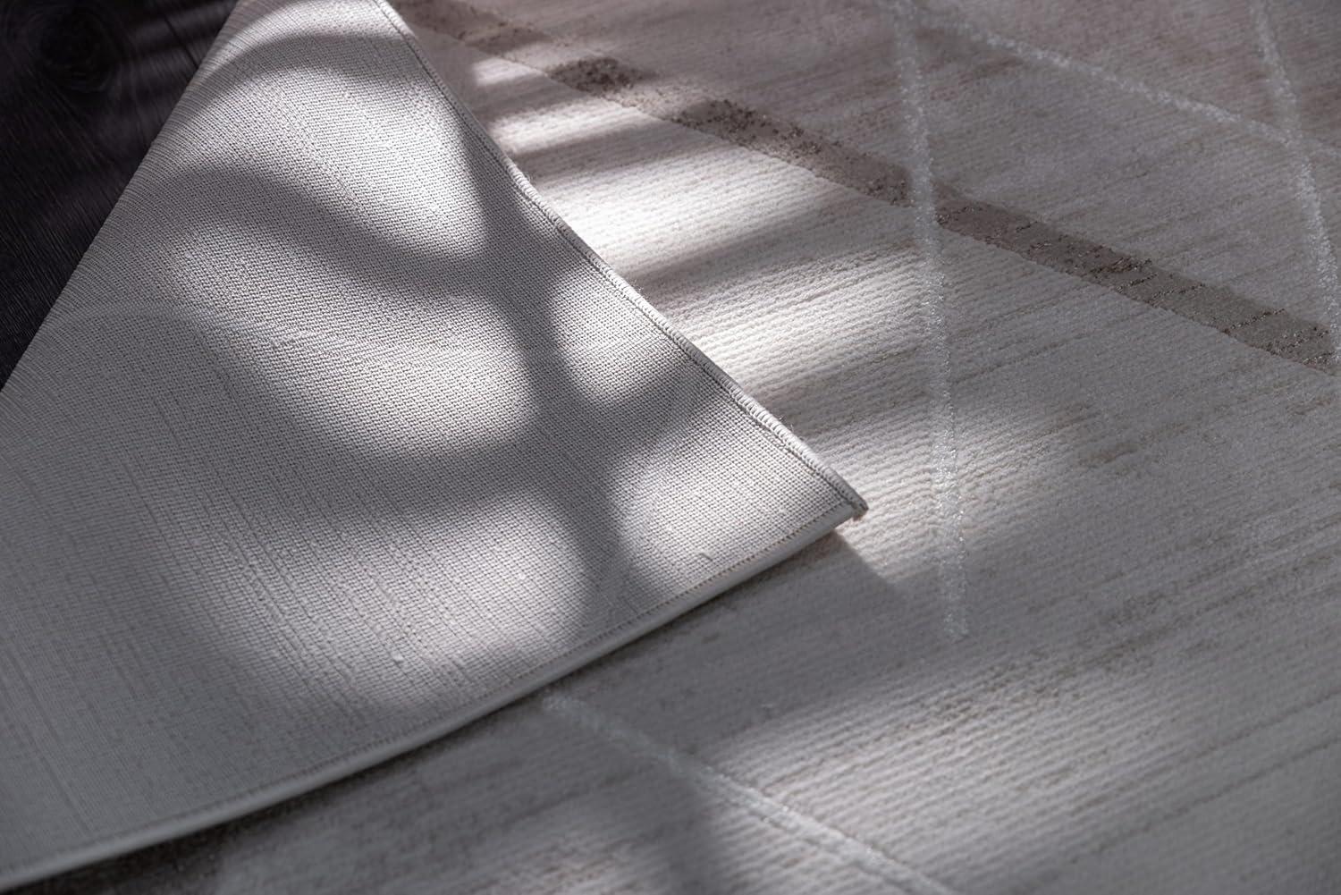 image:imageCAMILSON Baby Shag Rug 8x10 Modern Luxury Striped Boho Area Easy Shaggy Rugs Soft Medium Pile Stain Resistant EasyCleaning NonShedding for Living Room Office Indoor Carpet 8 x 10 Beige GrayPas8 Beige White
