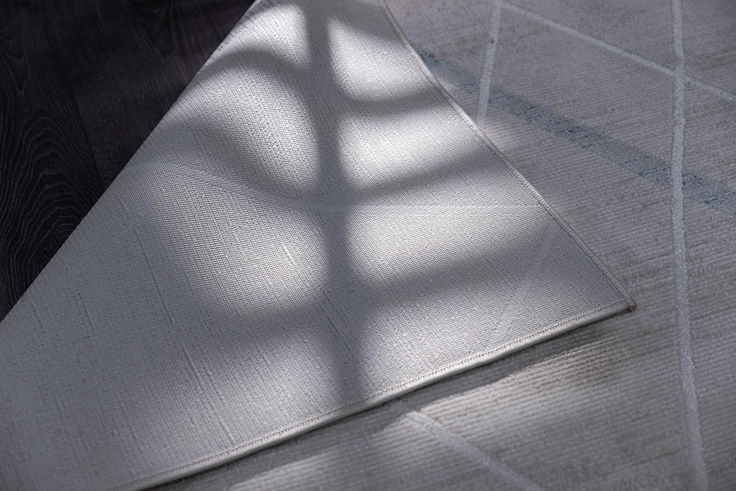 image:imageCAMILSON Baby Shag Rug 8x10 Modern Luxury Striped Boho Area Easy Shaggy Rugs Soft Medium Pile Stain Resistant EasyCleaning NonShedding for Living Room Office Indoor Carpet 8 x 10 Beige GrayPas7 Blue Beige