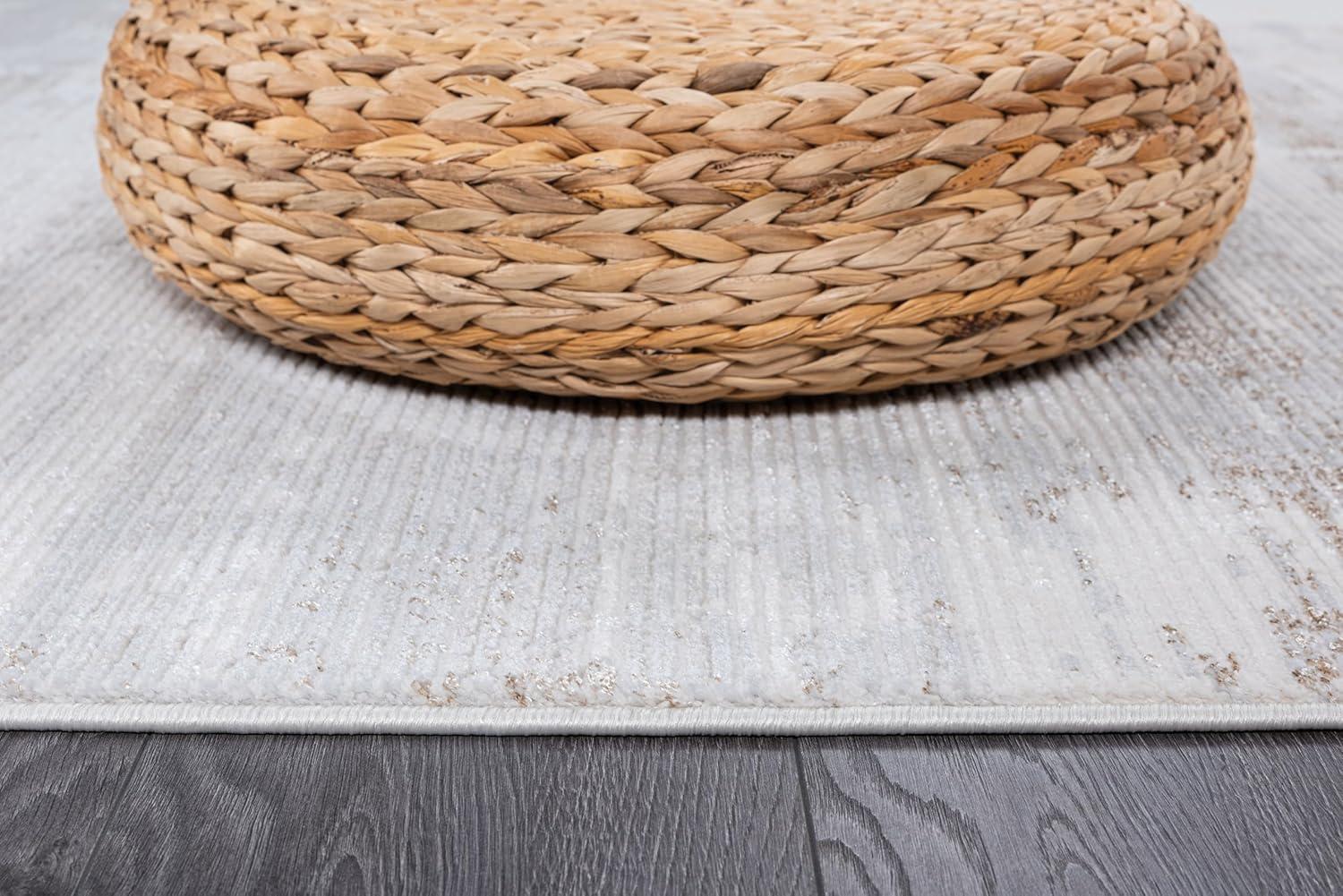 image:imageCAMILSON Baby Shag Rug 8x10 Modern Luxury Striped Boho Area Easy Shaggy Rugs Soft Medium Pile Stain Resistant EasyCleaning NonShedding for Living Room Office Indoor Carpet 8 x 10 Beige GrayPas11 White Gray