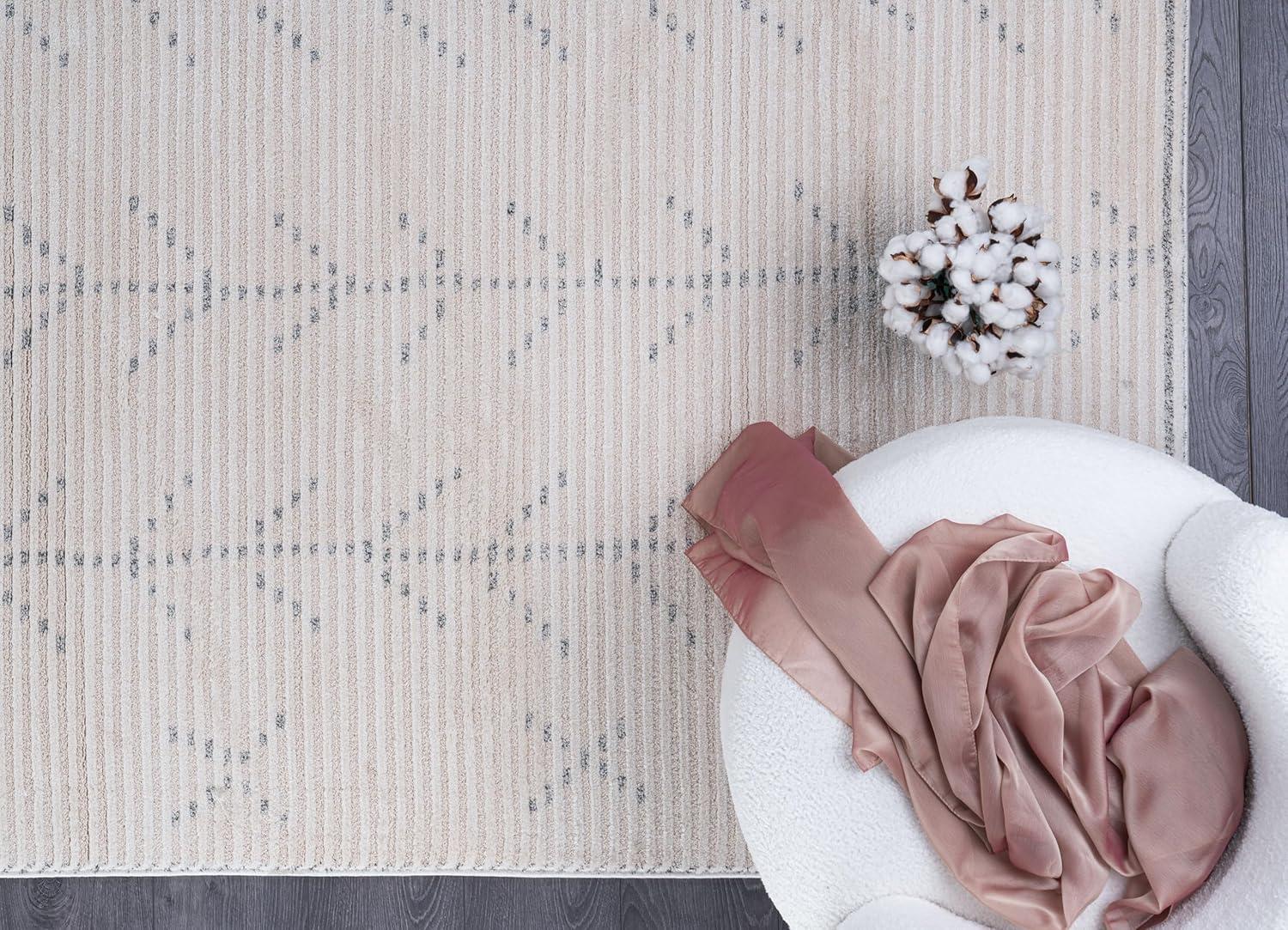 image:imageCAMILSON Baby Shag Rug 8x10 Modern Luxury Striped Boho Area Easy Shaggy Rugs Soft Medium Pile Stain Resistant EasyCleaning NonShedding for Living Room Office Indoor Carpet 8 x 10 Beige GrayMat3 Beige Gray