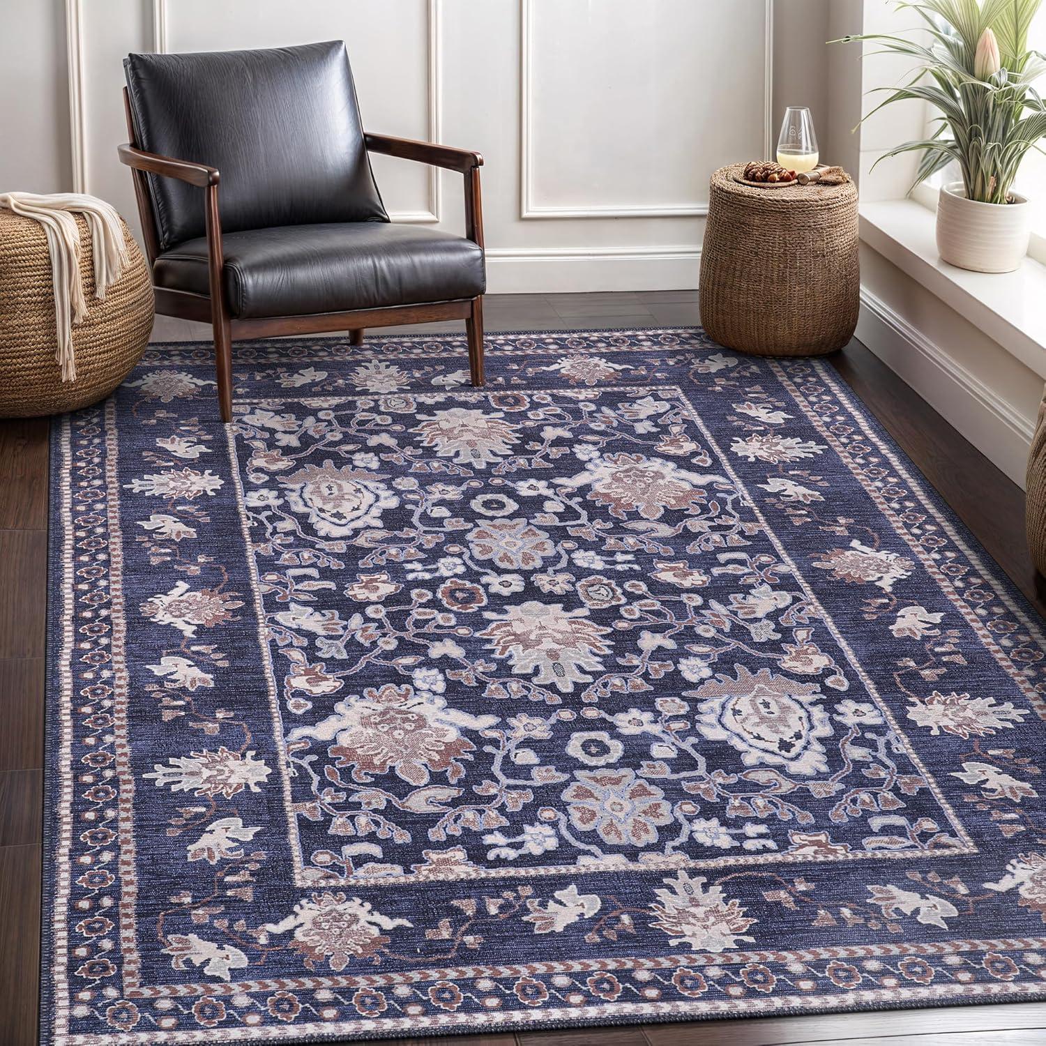 image:imageCAMILSON Baby Shag Rug 8x10 Modern Luxury Striped Boho Area Easy Shaggy Rugs Soft Medium Pile Stain Resistant EasyCleaning NonShedding for Living Room Office Indoor Carpet 8 x 10 Beige GrayStf Navy