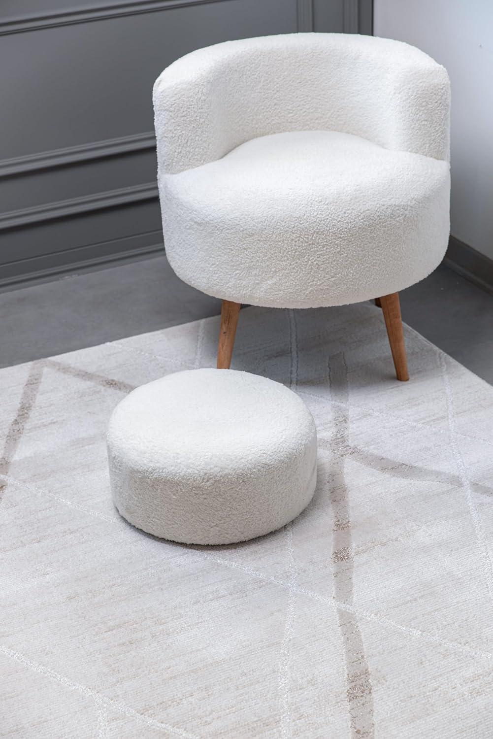 image:imageCAMILSON Baby Shag Rug 8x10 Modern Luxury Striped Boho Area Easy Shaggy Rugs Soft Medium Pile Stain Resistant EasyCleaning NonShedding for Living Room Office Indoor Carpet 8 x 10 Beige GrayPas8 Beige White