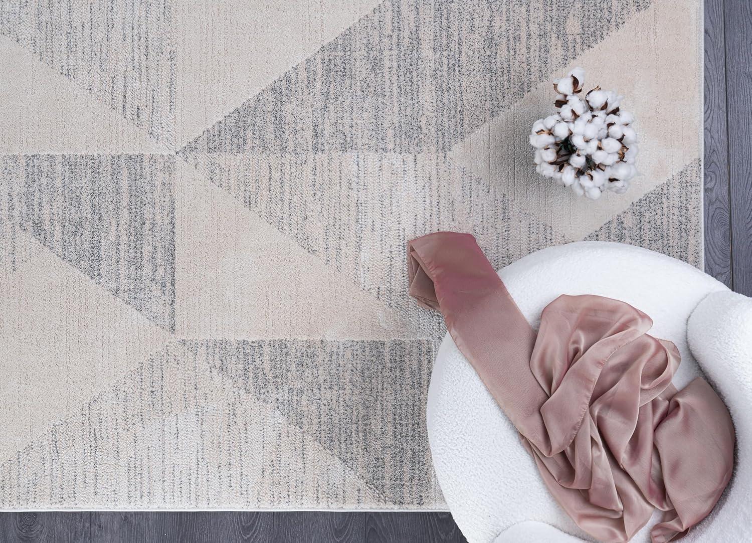 image:imageCAMILSON Baby Shag Rug 8x10 Modern Luxury Striped Boho Area Easy Shaggy Rugs Soft Medium Pile Stain Resistant EasyCleaning NonShedding for Living Room Office Indoor Carpet 8 x 10 Beige GrayMat6 Beige Gray