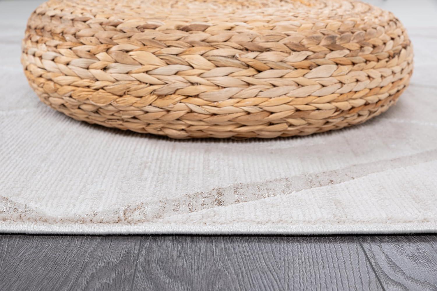 image:imageCAMILSON Baby Shag Rug 8x10 Modern Luxury Striped Boho Area Easy Shaggy Rugs Soft Medium Pile Stain Resistant EasyCleaning NonShedding for Living Room Office Indoor Carpet 8 x 10 Beige GrayPas8 Beige White