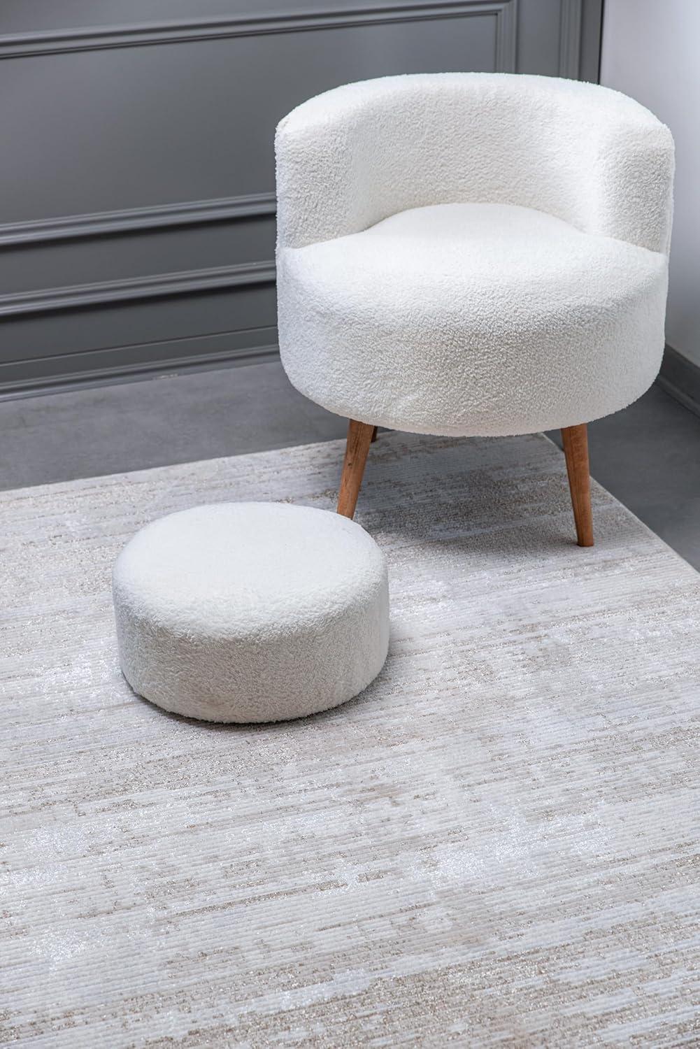 image:imageCAMILSON Baby Shag Rug 8x10 Modern Luxury Striped Boho Area Easy Shaggy Rugs Soft Medium Pile Stain Resistant EasyCleaning NonShedding for Living Room Office Indoor Carpet 8 x 10 Beige GrayPas2 Beige White