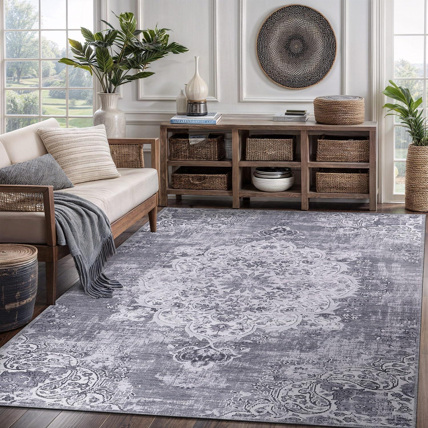 image:imageCAMILSON Baby Shag Rug 8x10 Modern Luxury Striped Boho Area Easy Shaggy Rugs Soft Medium Pile Stain Resistant EasyCleaning NonShedding for Living Room Office Indoor Carpet 8 x 10 Beige Gray2001 Gray
