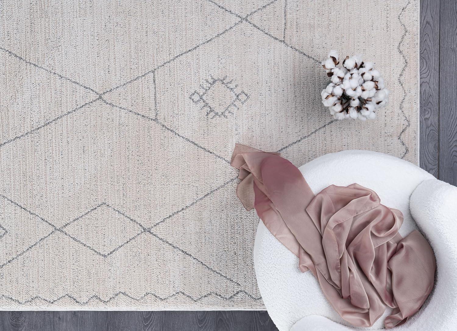image:imageCAMILSON Baby Shag Rug 8x10 Modern Luxury Striped Boho Area Easy Shaggy Rugs Soft Medium Pile Stain Resistant EasyCleaning NonShedding for Living Room Office Indoor Carpet 8 x 10 Beige GrayMat2 Beige Gray