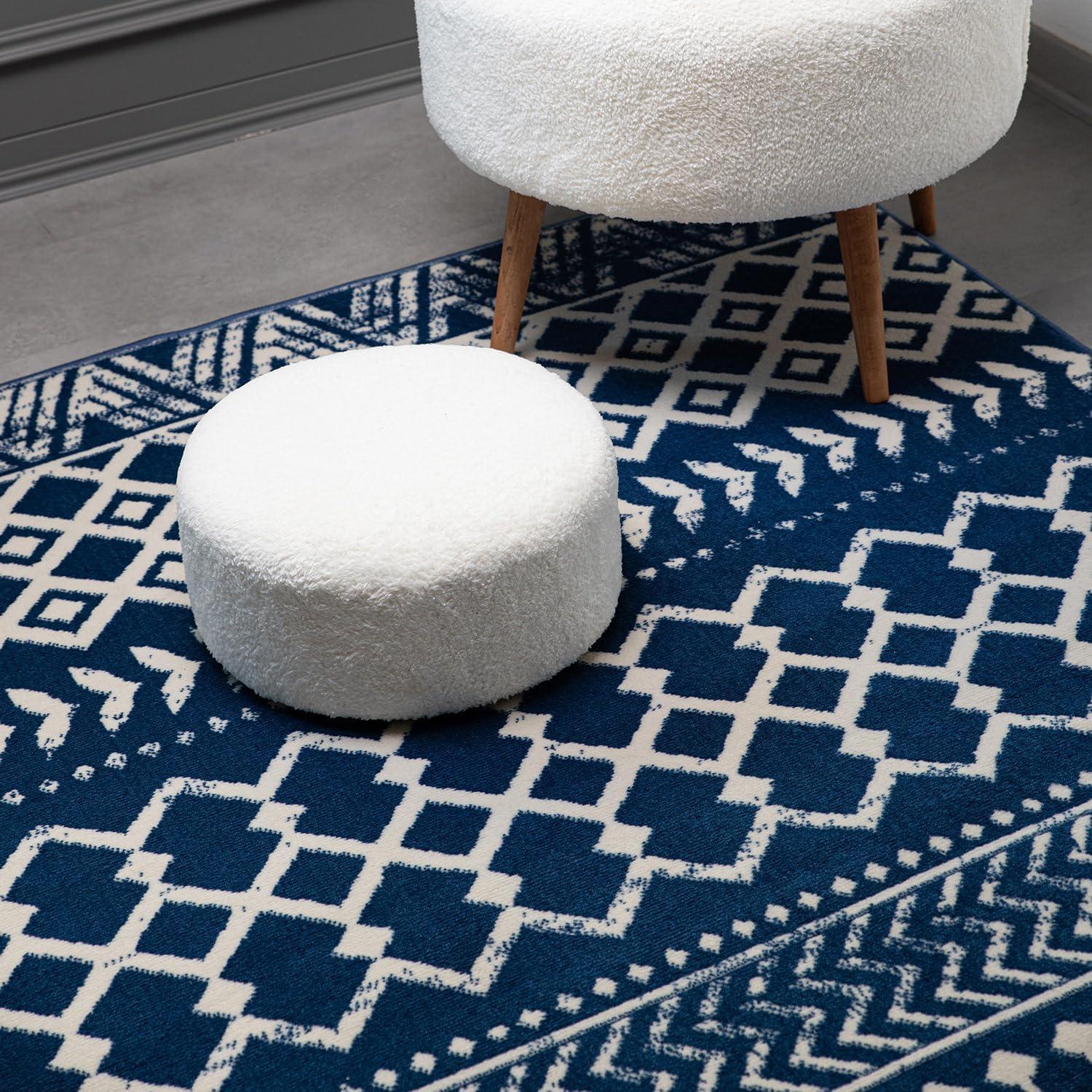 image:imageCAMILSON Baby Shag Rug 8x10 Modern Luxury Striped Boho Area Easy Shaggy Rugs Soft Medium Pile Stain Resistant EasyCleaning NonShedding for Living Room Office Indoor Carpet 8 x 10 Beige GrayBoho Navy Blue