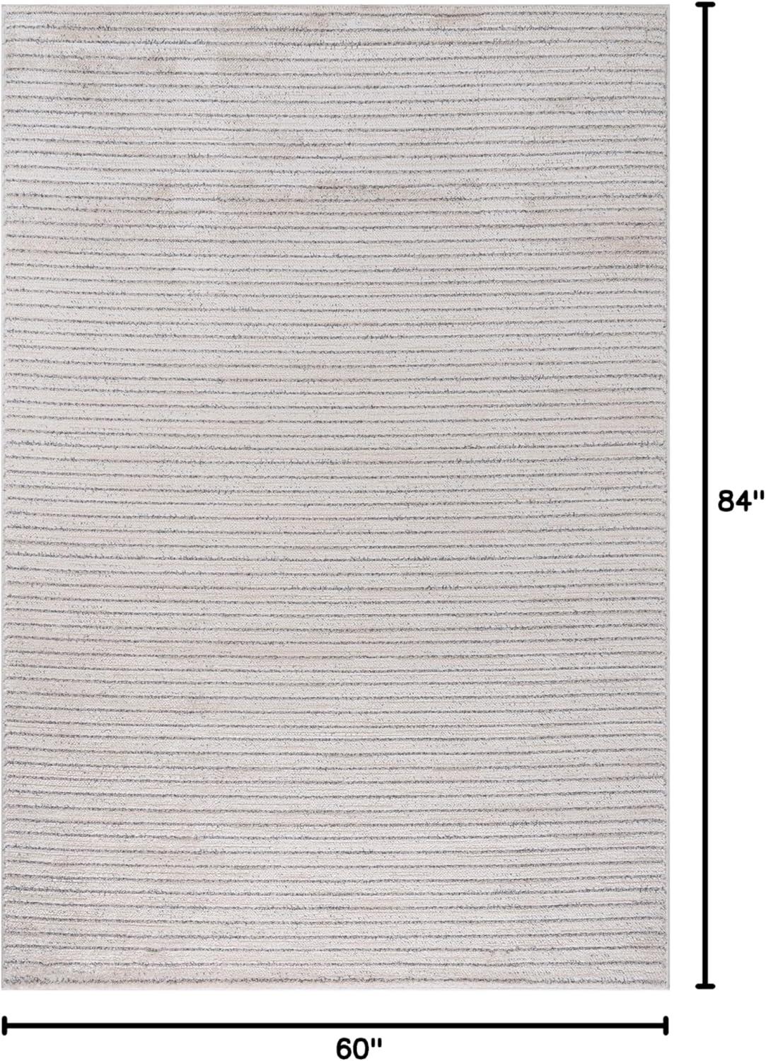 image:imageCAMILSON Baby Shag Rug 8x10 Modern Luxury Striped Boho Area Easy Shaggy Rugs Soft Medium Pile Stain Resistant EasyCleaning NonShedding for Living Room Office Indoor Carpet 8 x 10 Beige GrayMat1 Beige Gray