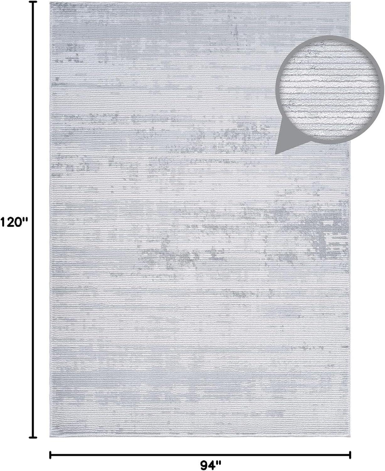 image:imageCAMILSON Baby Shag Rug 8x10 Modern Luxury Striped Boho Area Easy Shaggy Rugs Soft Medium Pile Stain Resistant EasyCleaning NonShedding for Living Room Office Indoor Carpet 8 x 10 Beige GrayPas11 White Gray
