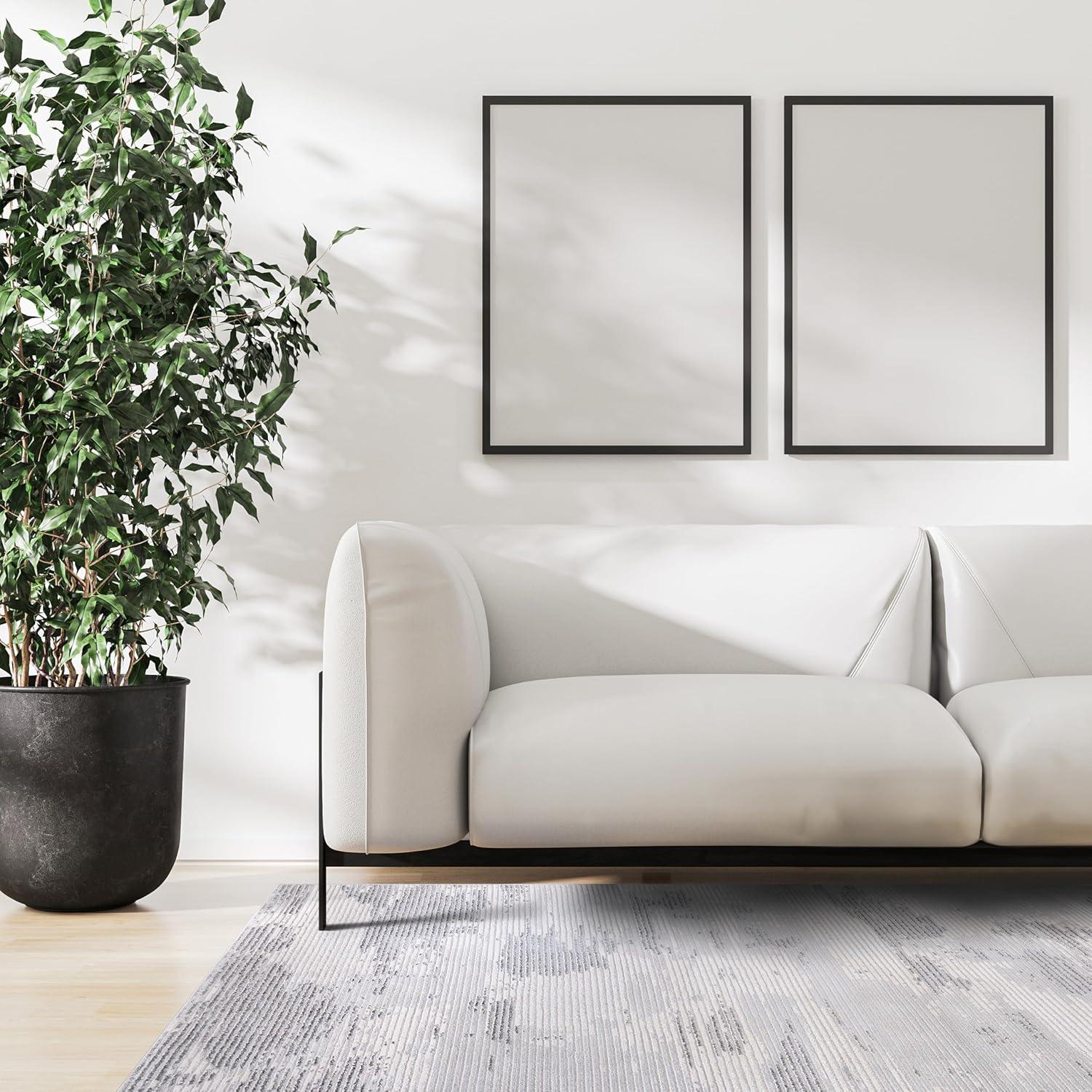 image:imageCAMILSON Baby Shag Rug 8x10 Modern Luxury Striped Boho Area Easy Shaggy Rugs Soft Medium Pile Stain Resistant EasyCleaning NonShedding for Living Room Office Indoor Carpet 8 x 10 Beige GrayPas3 Gray White