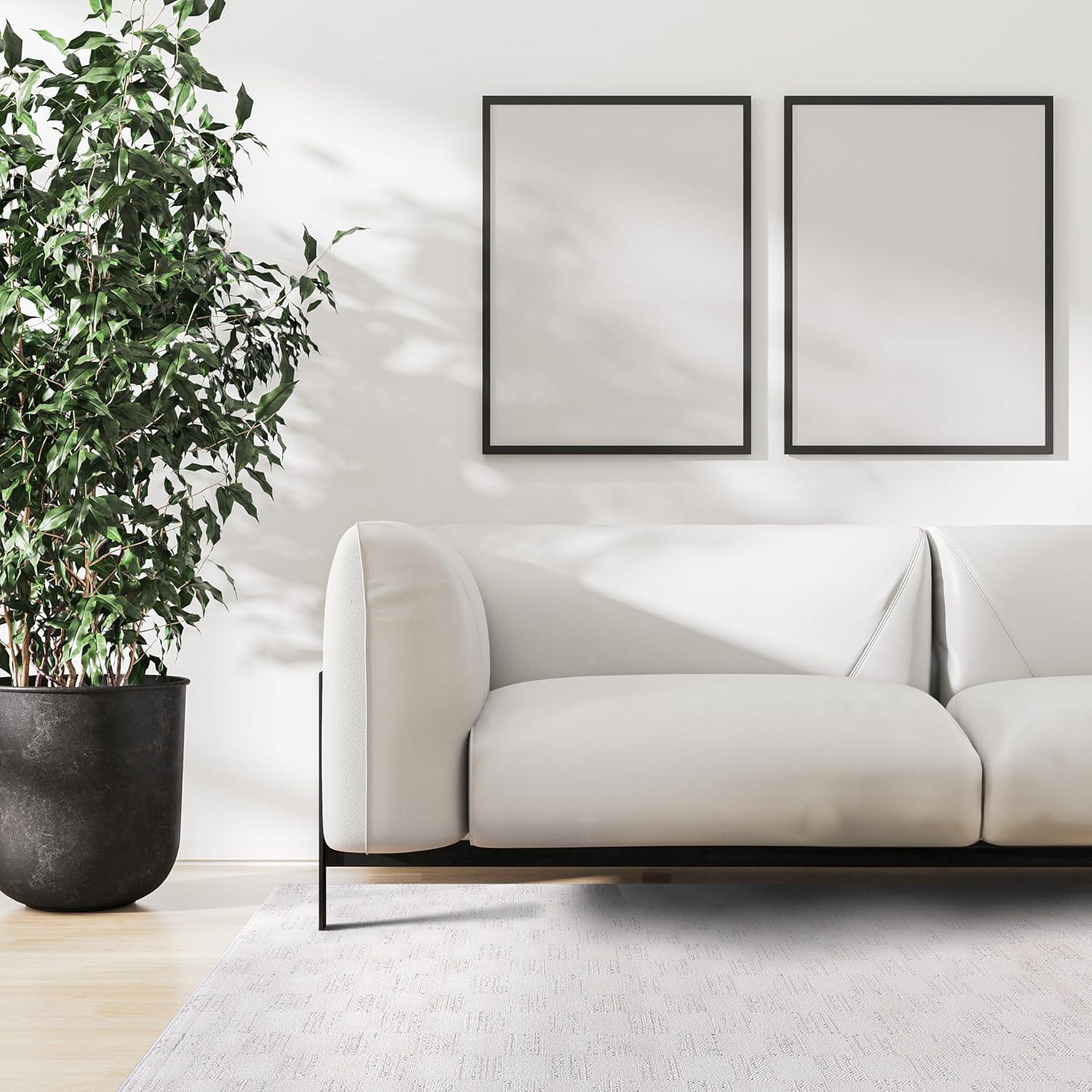 image:imageCAMILSON Baby Shag Rug 8x10 Modern Luxury Striped Boho Area Easy Shaggy Rugs Soft Medium Pile Stain Resistant EasyCleaning NonShedding for Living Room Office Indoor Carpet 8 x 10 Beige GrayMat7 Beige Gray